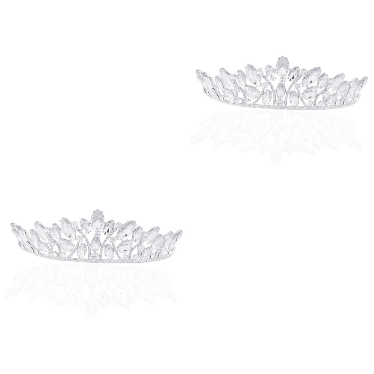 Beavorty 2-Piece Lockable Bridal Headpiece Set - Rhinestone Wedding Headbands, Princess Tiara & Crystal Comb for Bride (White) | Perfect for Weddings, Prom, Pageants & Special Occasions