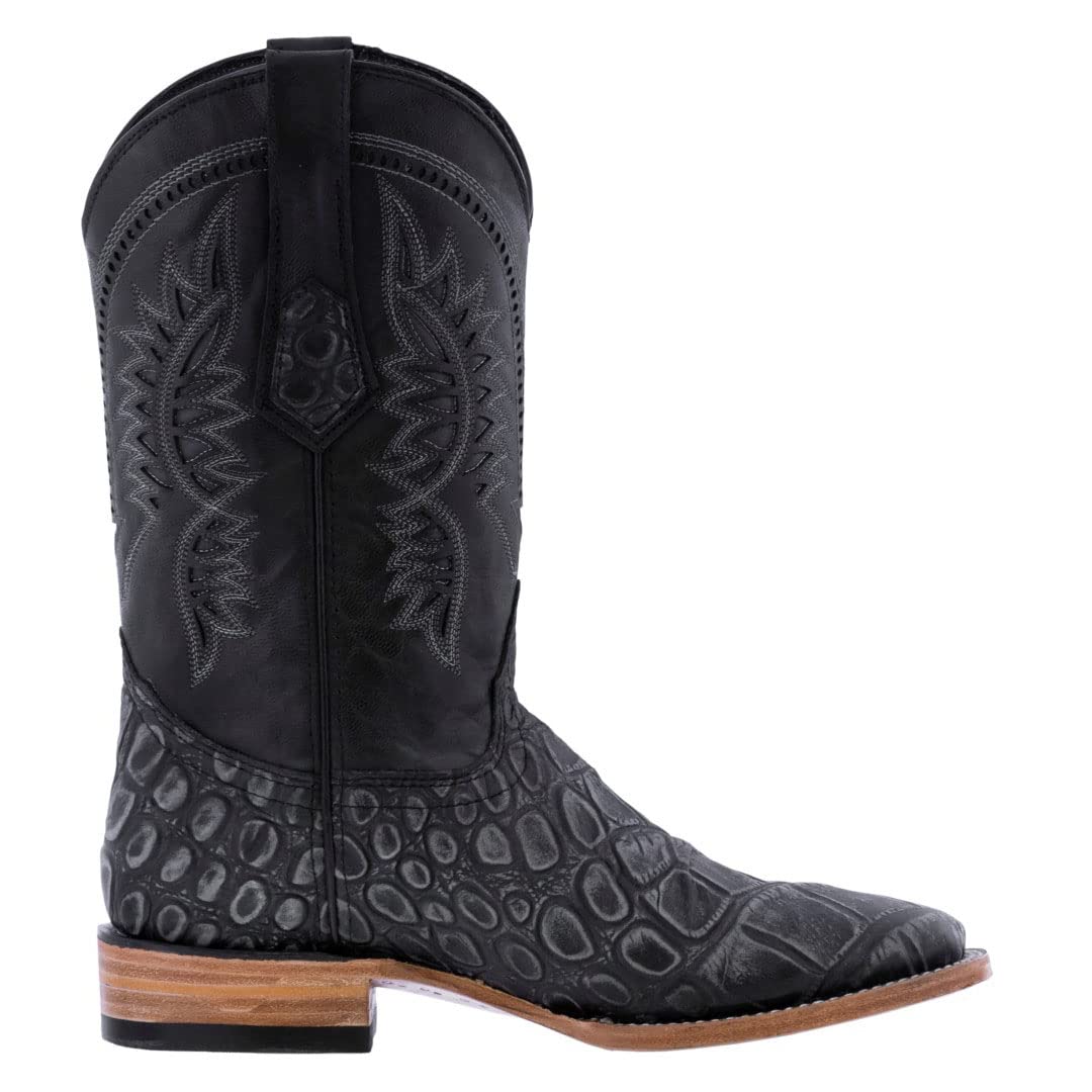 Texas Legacy Men's Gray Cowboy Boots - Western Style Square Toe Boots with Elephant Print for Rodeo, Country Music Festivals & Casual Wear