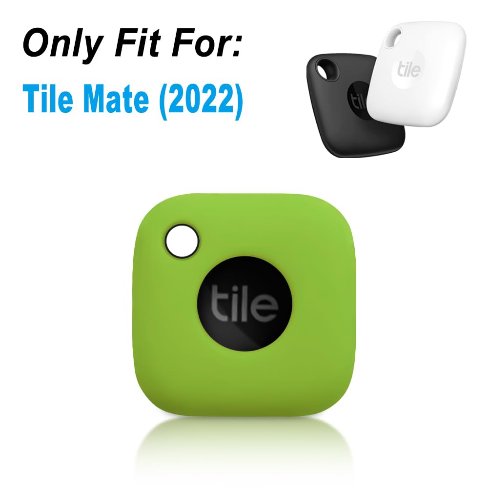 Geiomoo Tile Mate 2024/2022 Silicone Case - Soft, Scratch-Resistant Cover with Carabiner for Outdoor Tracking (Fluorescent Green)