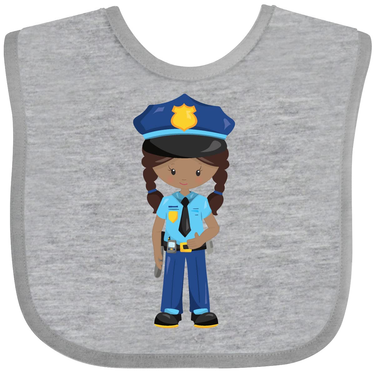 Inktastic African American Girl Police Officer Baby Bib - Cute & Durable Drool Bib for Infants & Toddlers - Perfect for Feeding, Playtime & Daycare