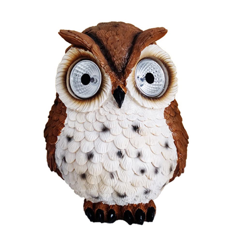 Solar Powered LED Owl Garden Light - Waterproof Resin Sculpture for Outdoor Lawn, Patio, Pathway Decor (White, Large Size) | Perfect for Backyard, Landscape Lighting and Nighttime Ambience