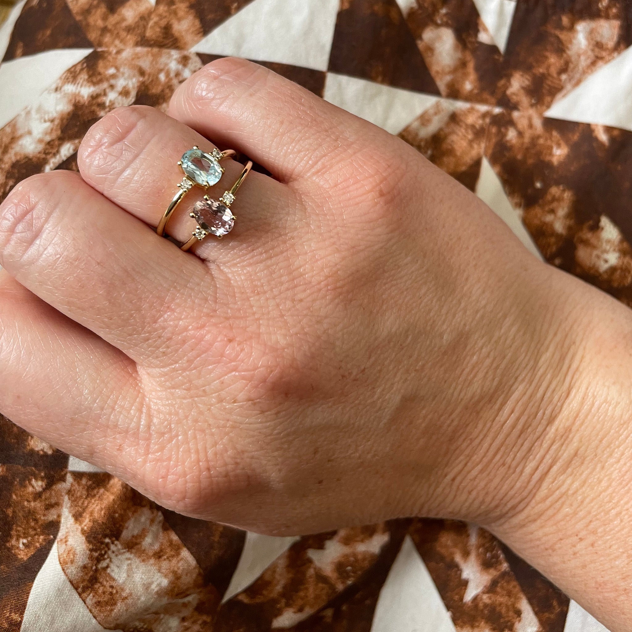 18K Gold Oval Pink Morganite & Diamond Ring for Women - Elegant Engagement, Wedding, Anniversary Gift for Her