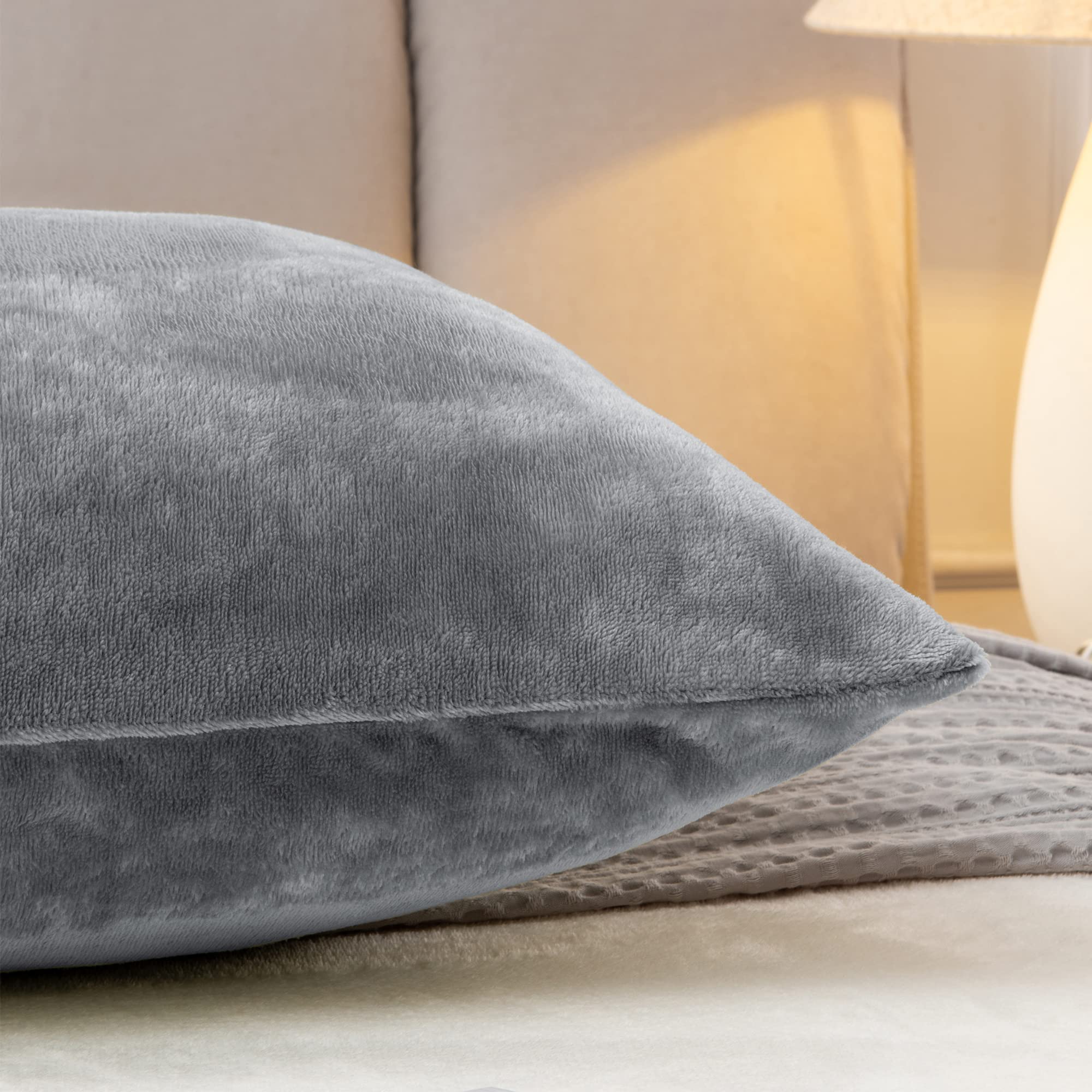 BEDELITE 20x54 Inch Soft Fleece Body Pillow Cover with Zipper - Cozy Plush Long Pillowcase for Adults, Grey - Perfect for Winter Nights, Pregnancy Support & Lounging