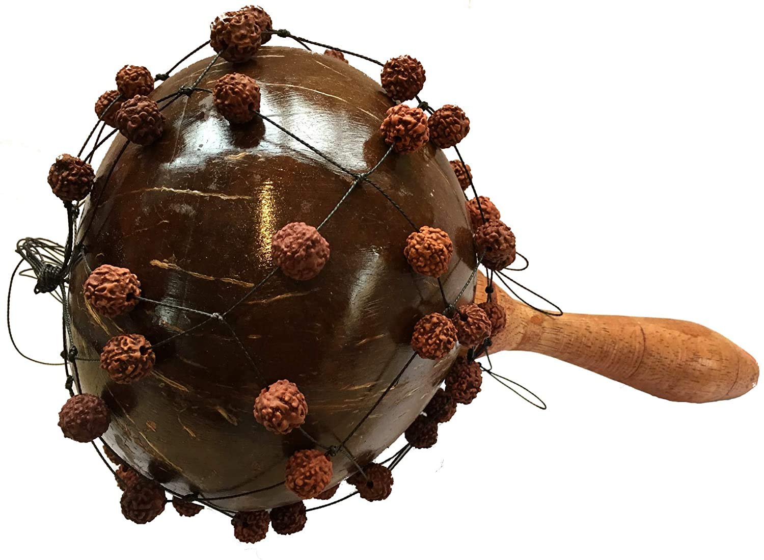 Premium Coconut Wood Maraca Shaker with Sacred Beads - Handcrafted Percussion Instrument for Authentic Latin Sound | Perfect for Music Class, Band Practice & Cultural Performances