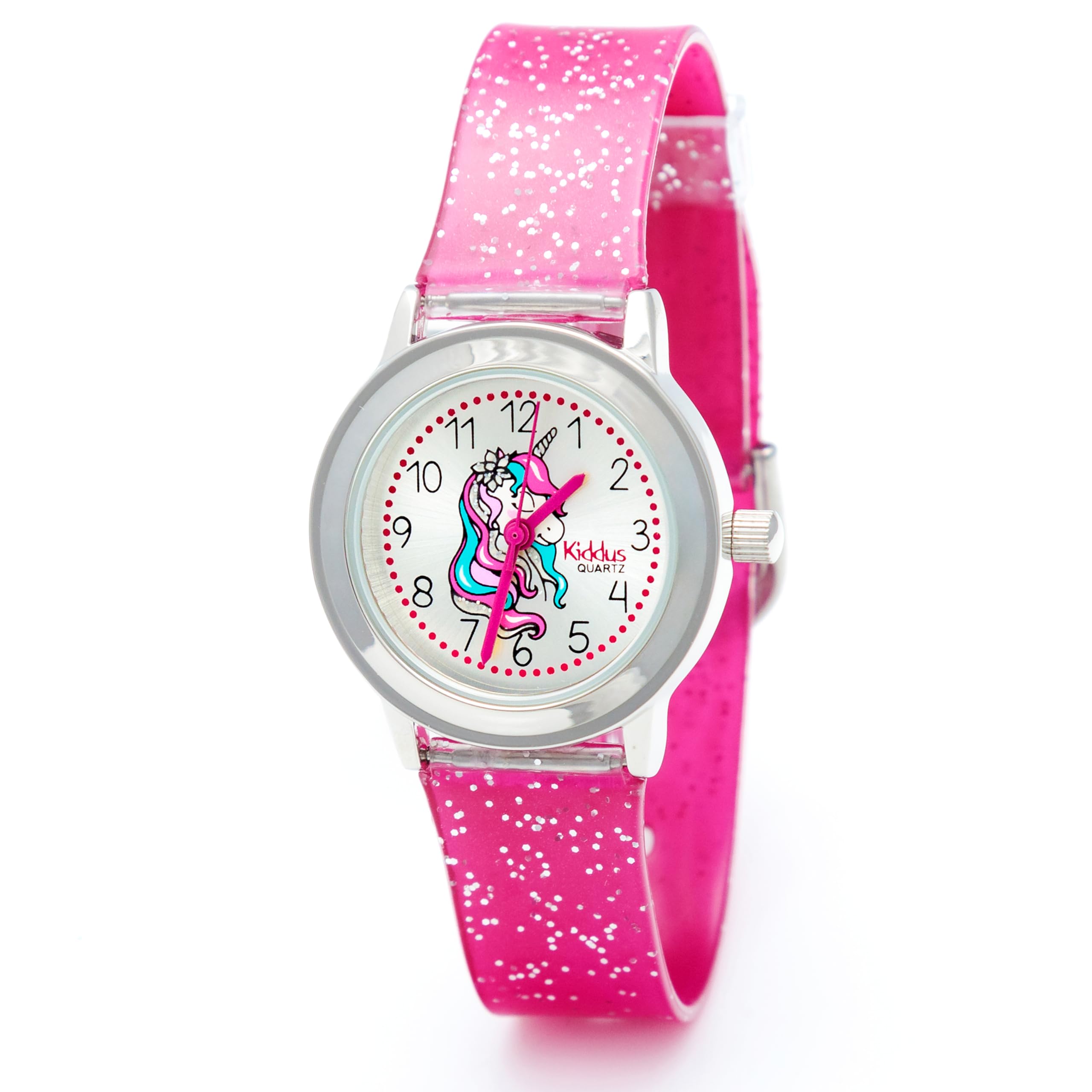 Kiddus Girls Watch with Glitter - Easy to Read Sparkly Learning Watch for Girls Age 4+ | Perfect for School, Playtime & Teaching Kids to Tell Time