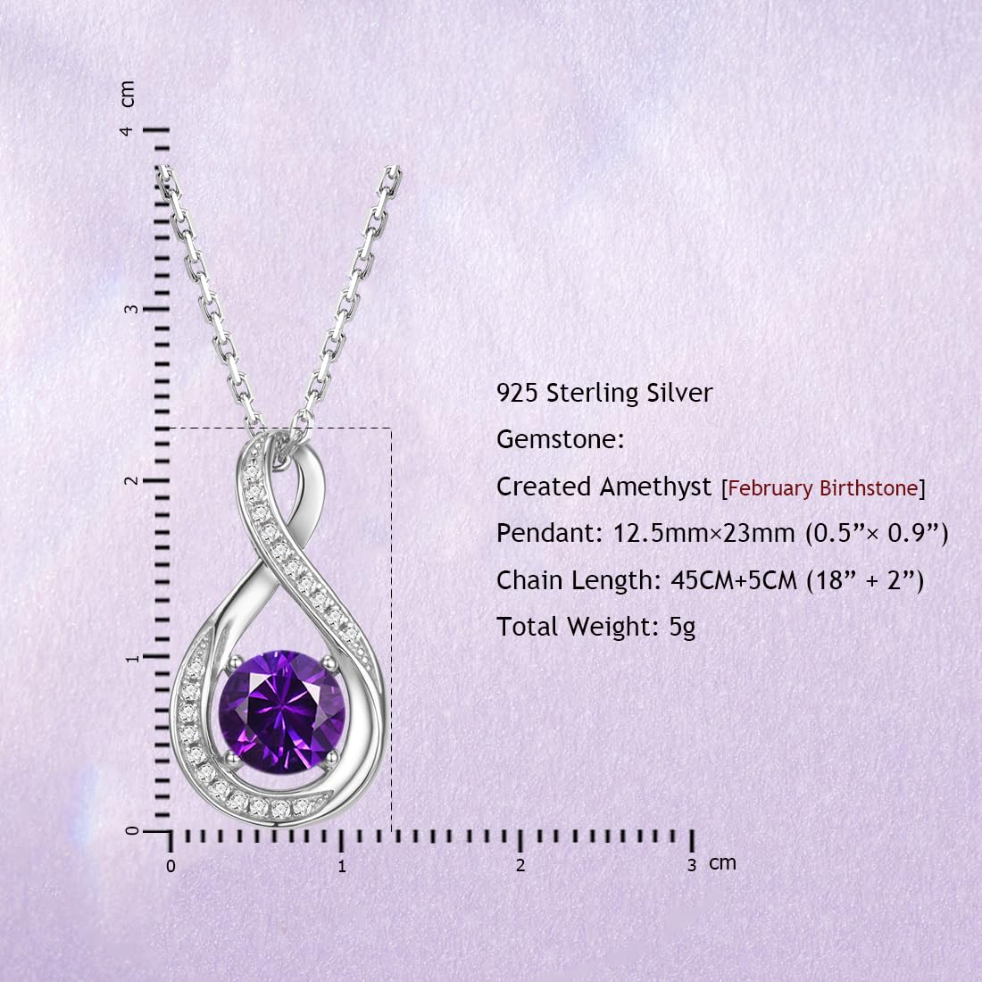 925 Sterling Silver Birthstone Necklace for Women - Infinity Pendant with Adjustable Chain | Personalized Fine Jewelry Gift for Her, Mom, Wife | Birthday, Anniversary, Mother's Day Present | Everyday Wear & Special Occasions