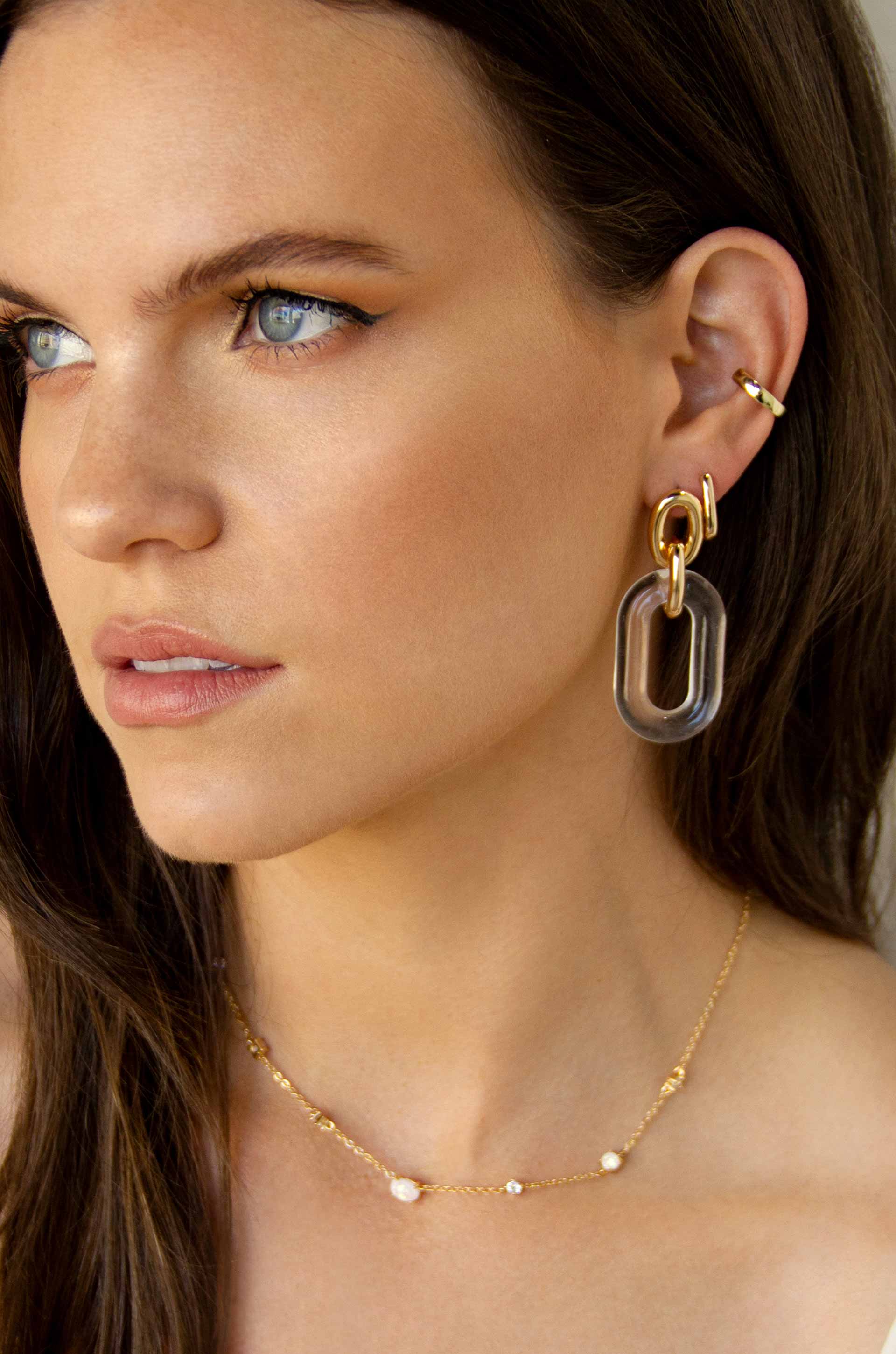 Clear Resin Oval Paperclip Earrings - Lightweight Dainty Jewelry for Women, Girls | Perfect for Office, Party & Everyday Wear