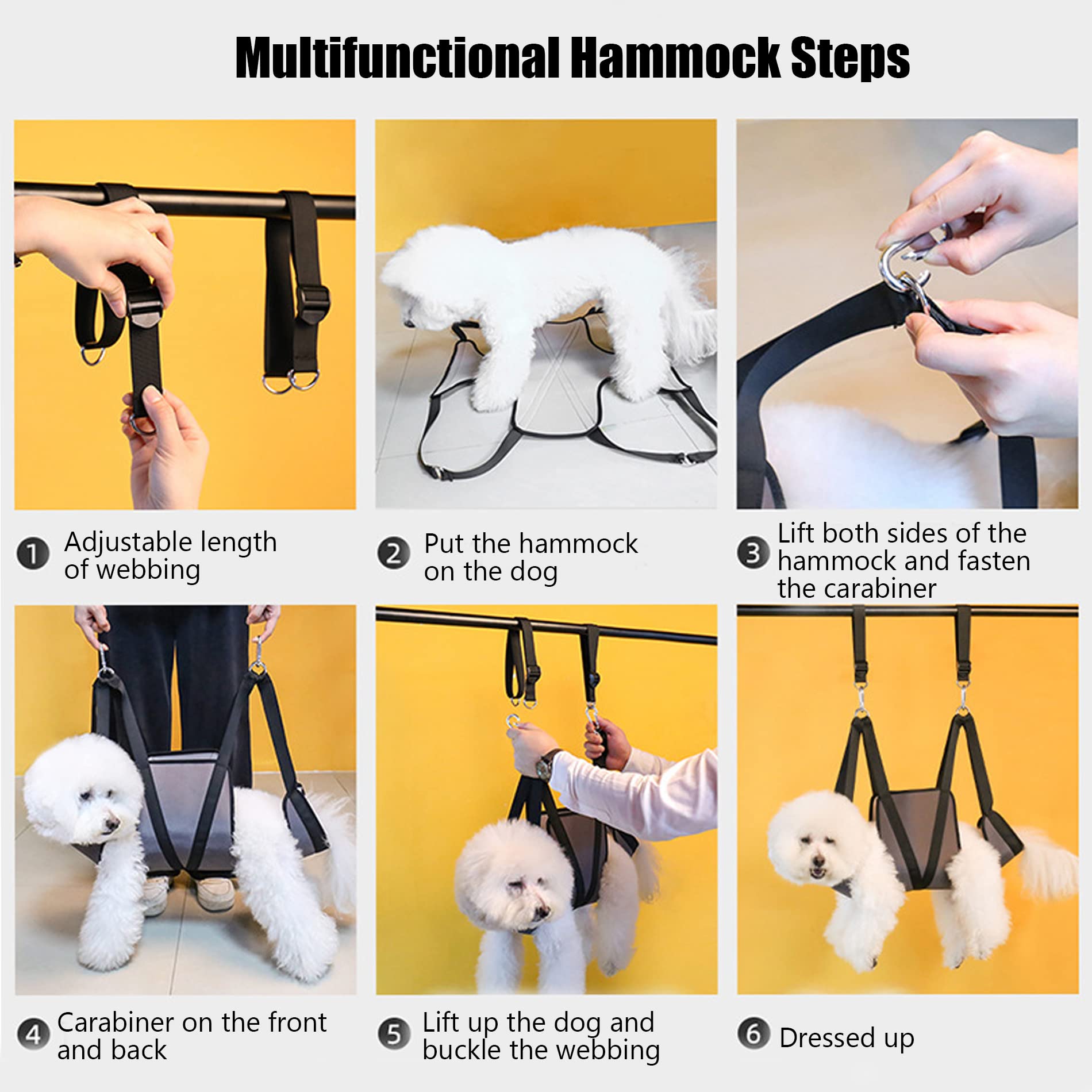 **Dog Grooming Hammock Harness & Pet Care Kit – Nail Clippers, Muzzle, Trimmer for Small, Medium & Large Breeds (6-40 lbs) – Perfect for At-Home Grooming & Pet Spa Days**