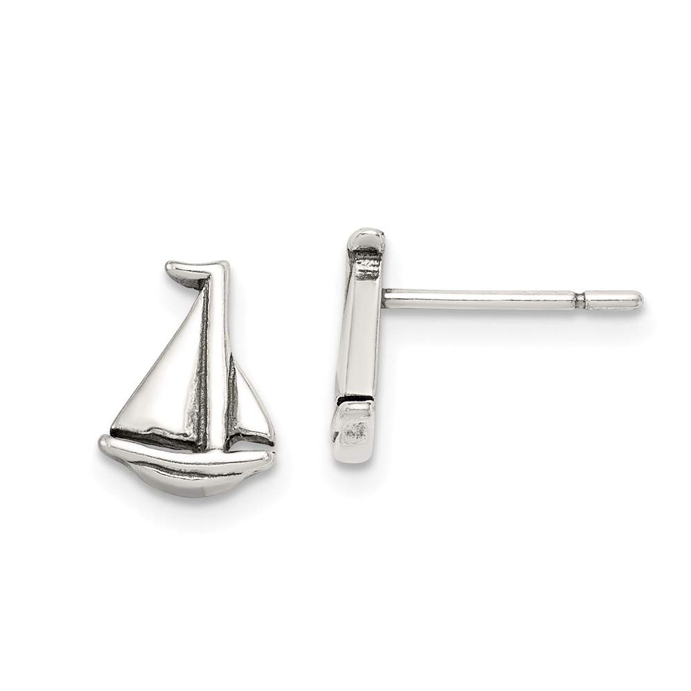 925 Sterling Silver Sailboat Post Earrings - Polished & Antiqued Finish for Women | Nautical Jewelry for Everyday Wear, Beach Outings & Gifts