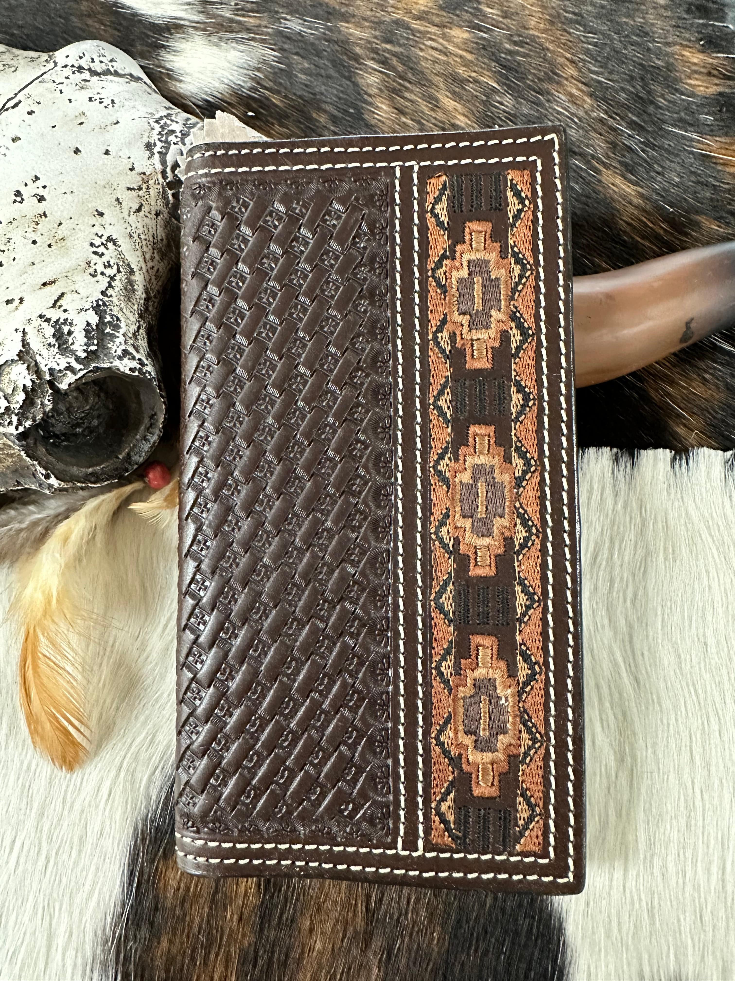 Ranger Belt Co Genuine Leather Brown Basketweave Wallet for Men - Slim Bifold RFID Blocking Wallet for Everyday Carry & Travel