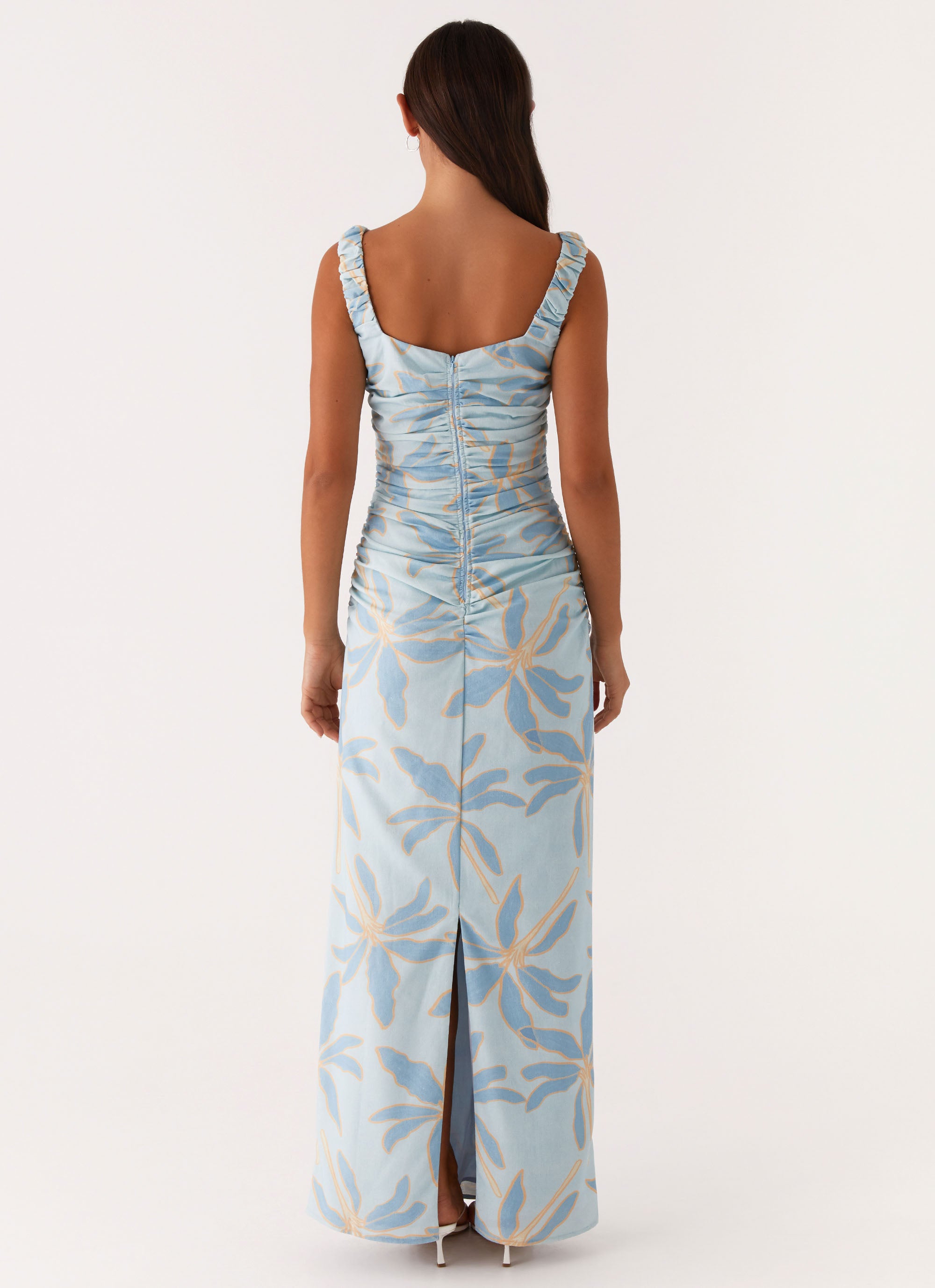 Cosmic Love Ruched Maxi Dress in Opulent Blue - Elegant Evening Gown for Weddings, Parties & Date Nights