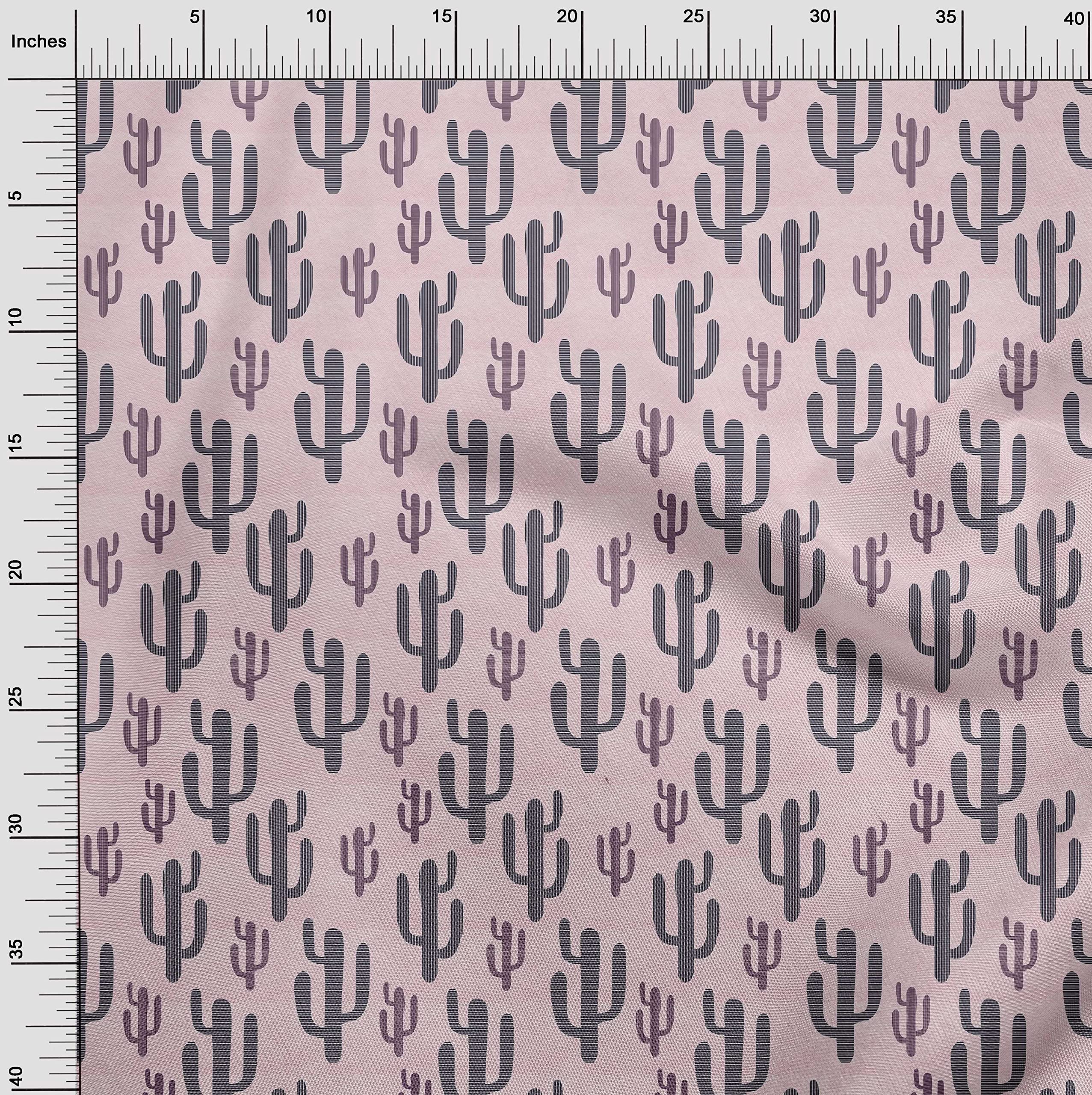 oneOone Viscose Chiffon Fabric - Light Pink Cactus Print - 42 Inch Wide - Soft Flowy Material for DIY Dresses, Blouses & Scarves - Perfect for Summer Fashion Sewing Projects