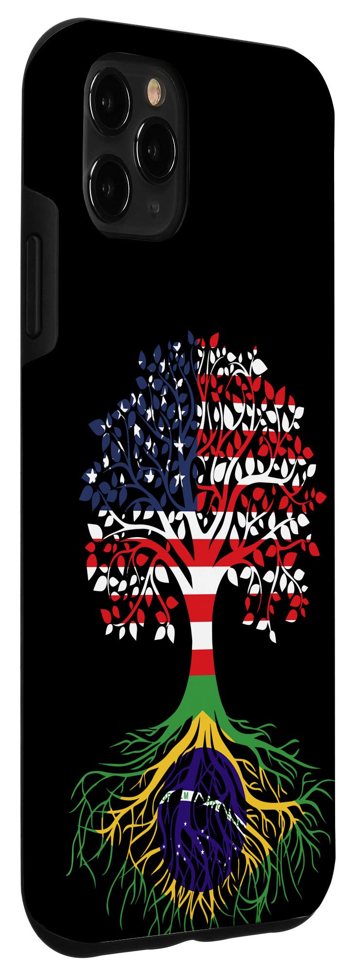 iPhone 11 Pro Max Case with Brazilian Roots & American Flag Design - Durable Protective Cover for Travel, Work & Everyday Use
