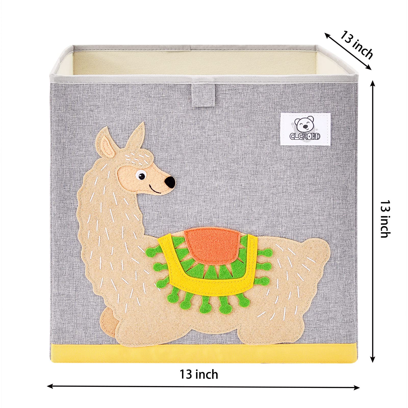 CLCROBD Foldable Fabric Animal Cube Storage Bin - 13 Inch Toy Organizer Box for Kids Nursery & Playroom (Alpaca Design) - Perfect for Stuffed Animals, Books & Toys Organization