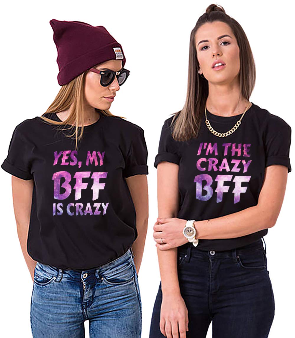 Best Friend Matching T-Shirts for Women - Soul Couple BFF Shirts for Sisters & Teen Girls - Fun Crazy Friendship Gifts for Birthdays, Parties & Special Occasions