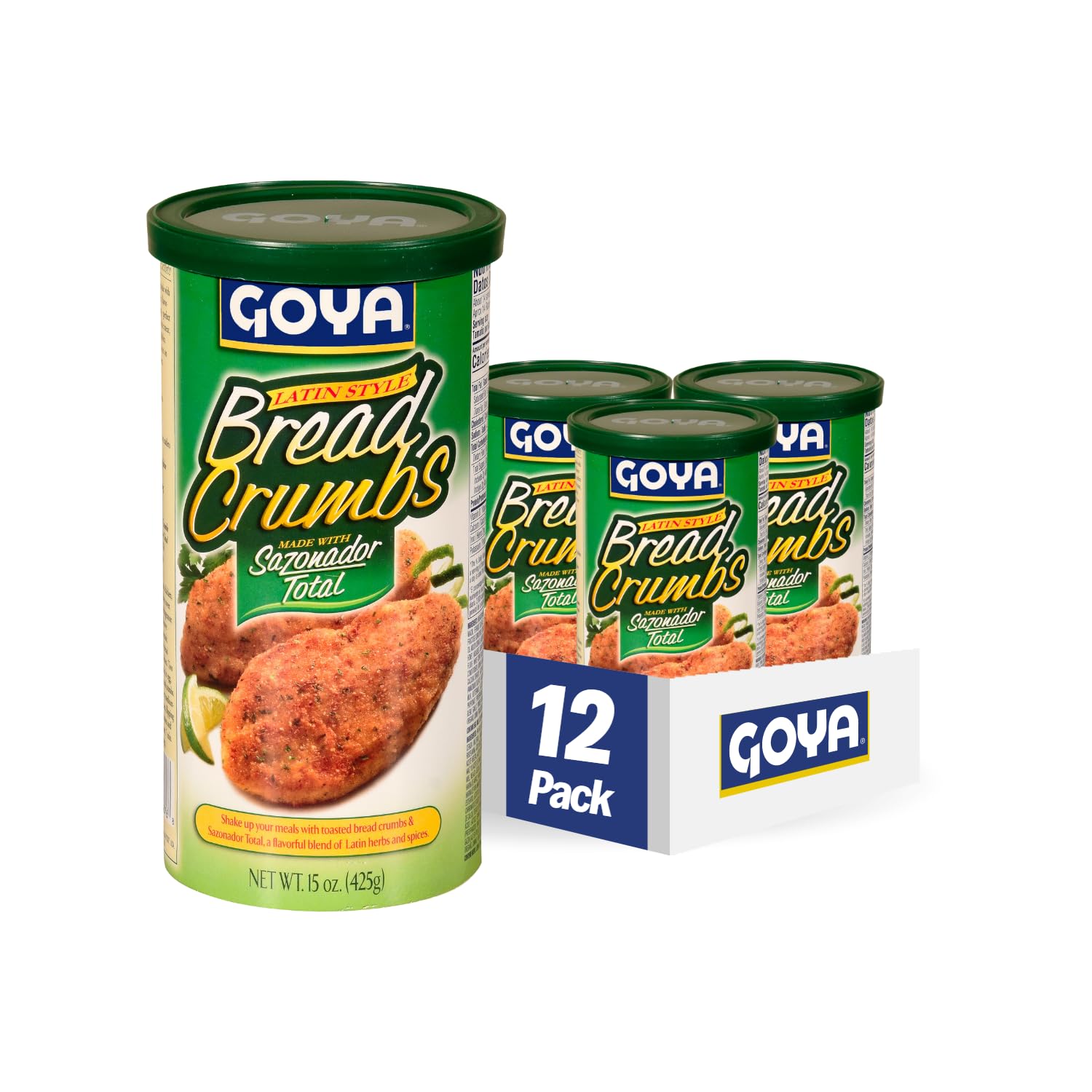 Goya Foods Bread Crumbs with Sazonador Total Seasoning - 15oz (Pack of 12) | Perfect for Breading Chicken, Fish & Meat | Authentic Latin Flavor for Home Cooking