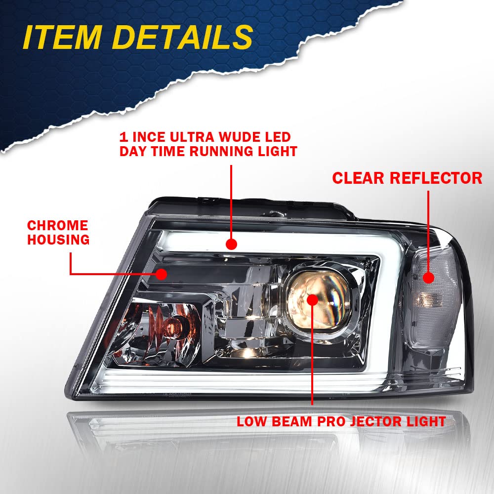 G-PLUS LED DRL Headlights for Ford F150 & Lincoln Mark Lt - Smoky Lens - Driving Lights
