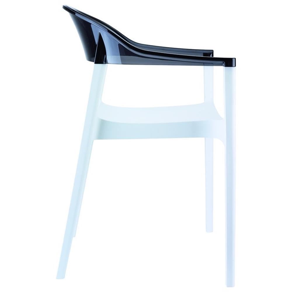 Carmen Patio Dining Chairs Set of 2 - Black Frame with White Cushion - Outdoor Garden Furniture for Patio, Deck, Poolside & Backyard Relaxation