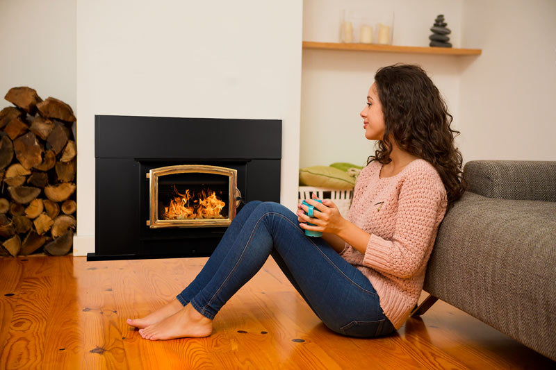 Buck Stove Model 74 Fireplace Insert with Gold Door - Efficient Wood Burning Stove for Cozy Home Heating - Perfect for Living Rooms, Cabins & Winter Warmth