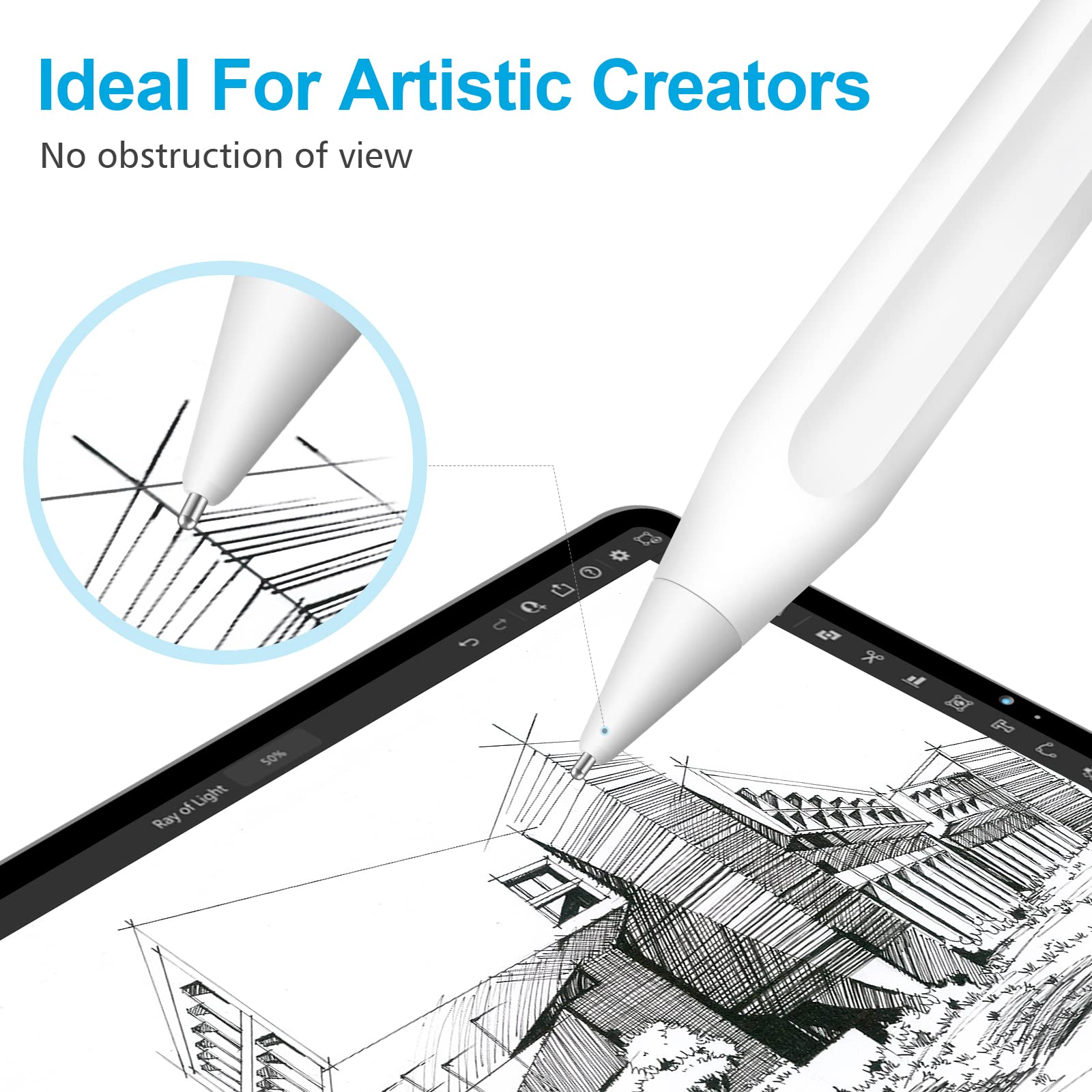 Upgraded Apple Pencil Tips 2-Pack - Compatible with Pro/1st/2nd Gen/USB-C & Logitech Crayon - for iPad Pro/Air/Mini - Precise Drawing & Writing