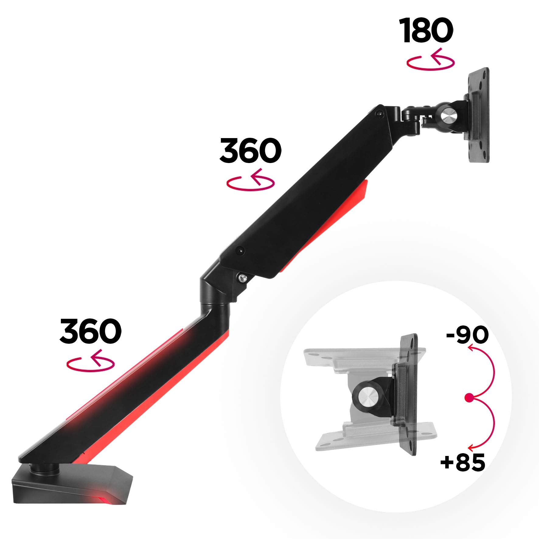 Duronic DMGM5X1 Single Monitor Arm Stand - Adjustable Height LED Desk Mount for 15-32 Inch Screens | VESA 75/100 | 8kg Capacity | 360° Rotation & Tilt | Perfect for Home Office, Gaming & Workstation Setup