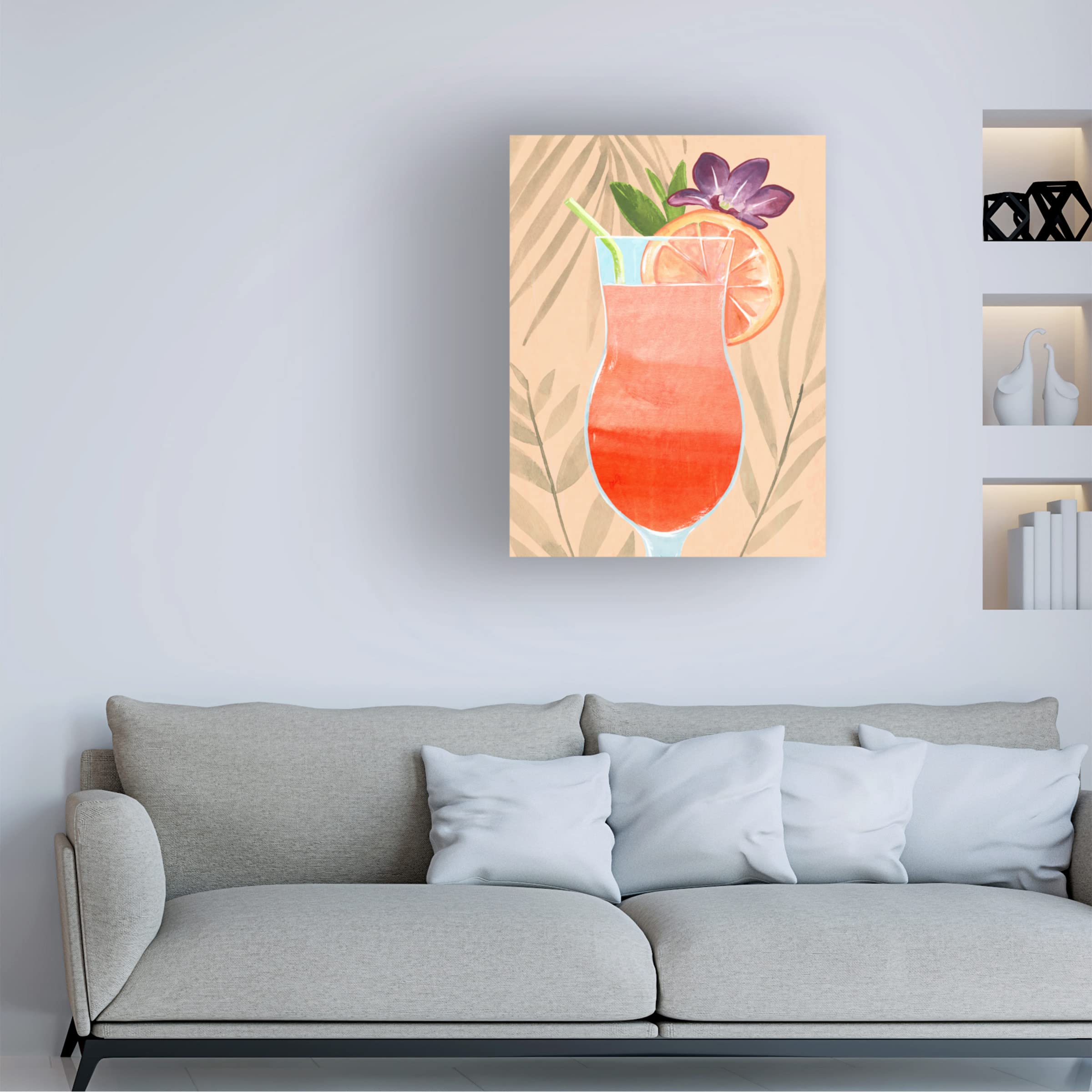 Annie Warren Tropical Cocktail III Canvas Wall Art Print - Vibrant Beach & Cocktail Decor for Living Room, Bedroom, or Bar