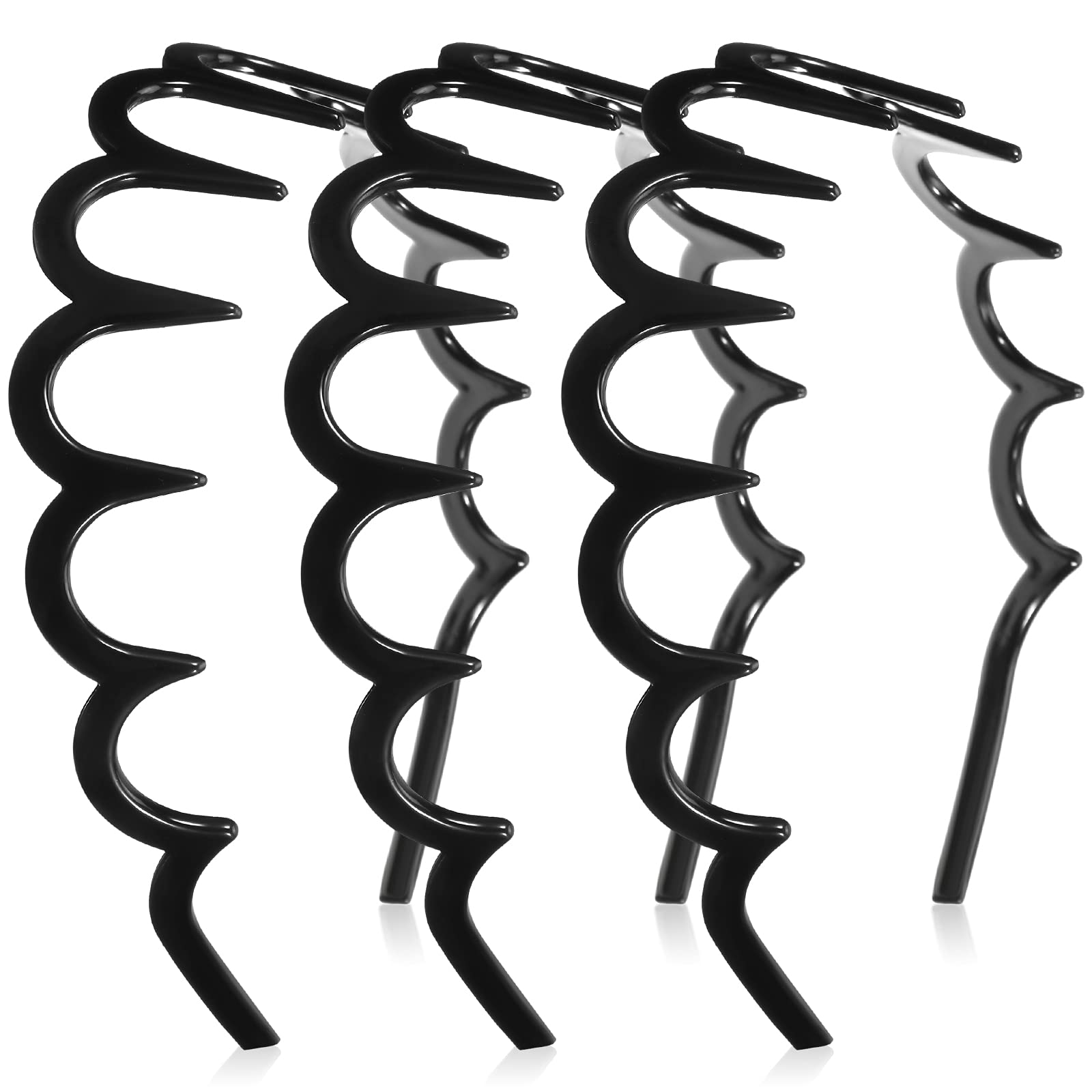 Yeshone 3 Pack U-Shaped Plastic Headbands - No Slip Comb Hoop Wave Hair Bands for Women & Girls (Black) | Perfect for Sports, Workouts, Yoga and Everyday Styling