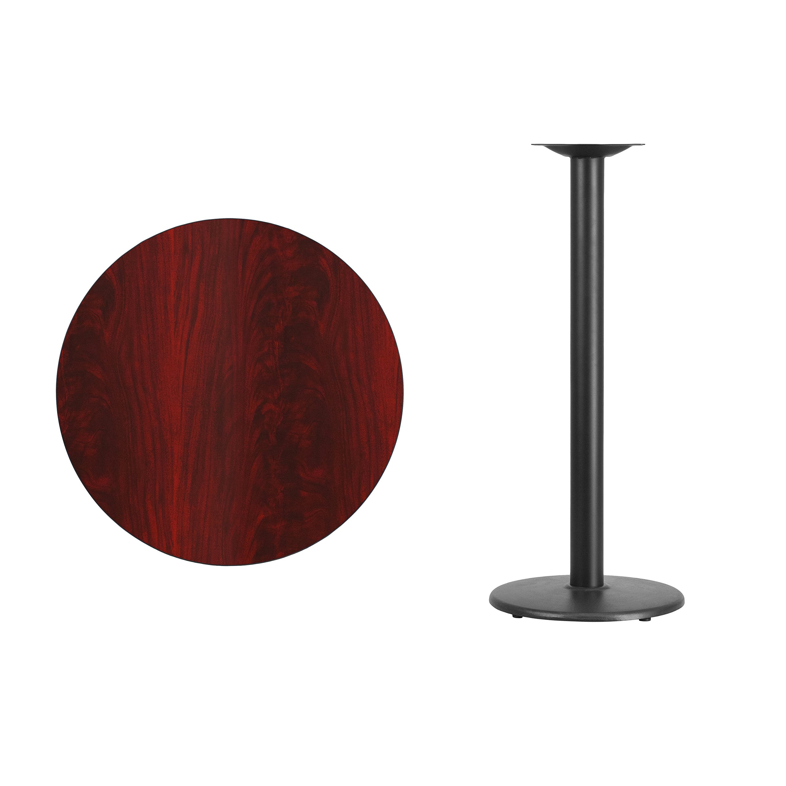Flash Furniture 30-Inch Round Mahogany Laminate Dining Table with 18-Inch Bar Height Base - Perfect for Kitchen, Breakfast Nook & Small Space Dining