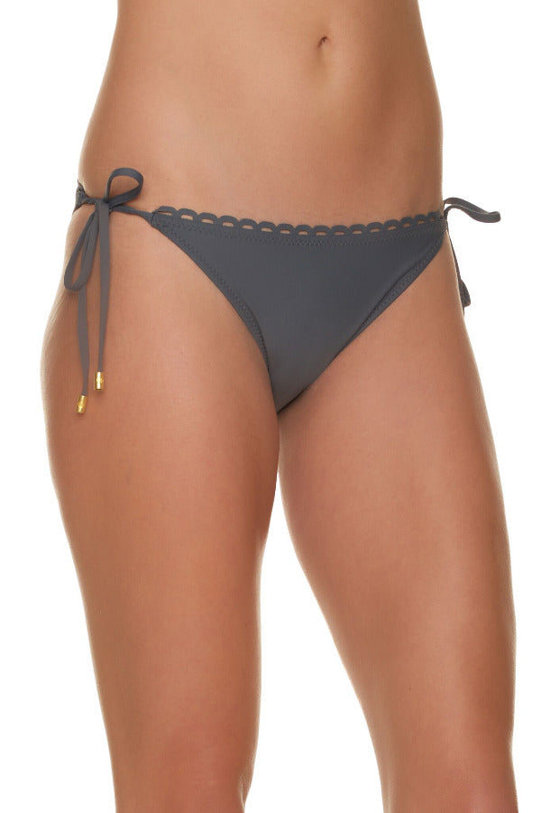 Scalloped String Bikini Bottom - High Waist Swimwear for Women | Mineral Blue Beachwear | Perfect for Pool Party, Vacation & Summer Getaway