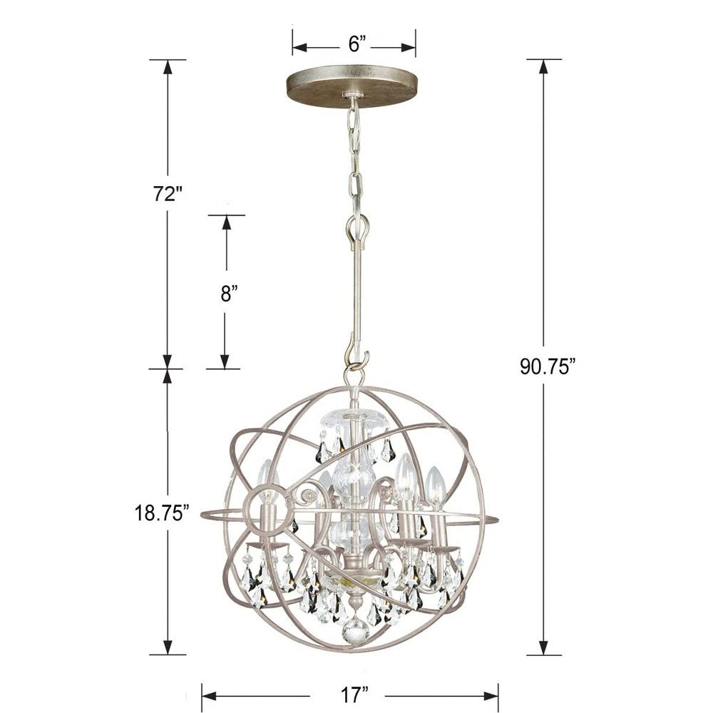Crystorama Solaris 4-Light Mini Chandelier in Golden Shadow & Silver - Crystal Ceiling Light Fixture for Dining Room, Bedroom, or Entryway