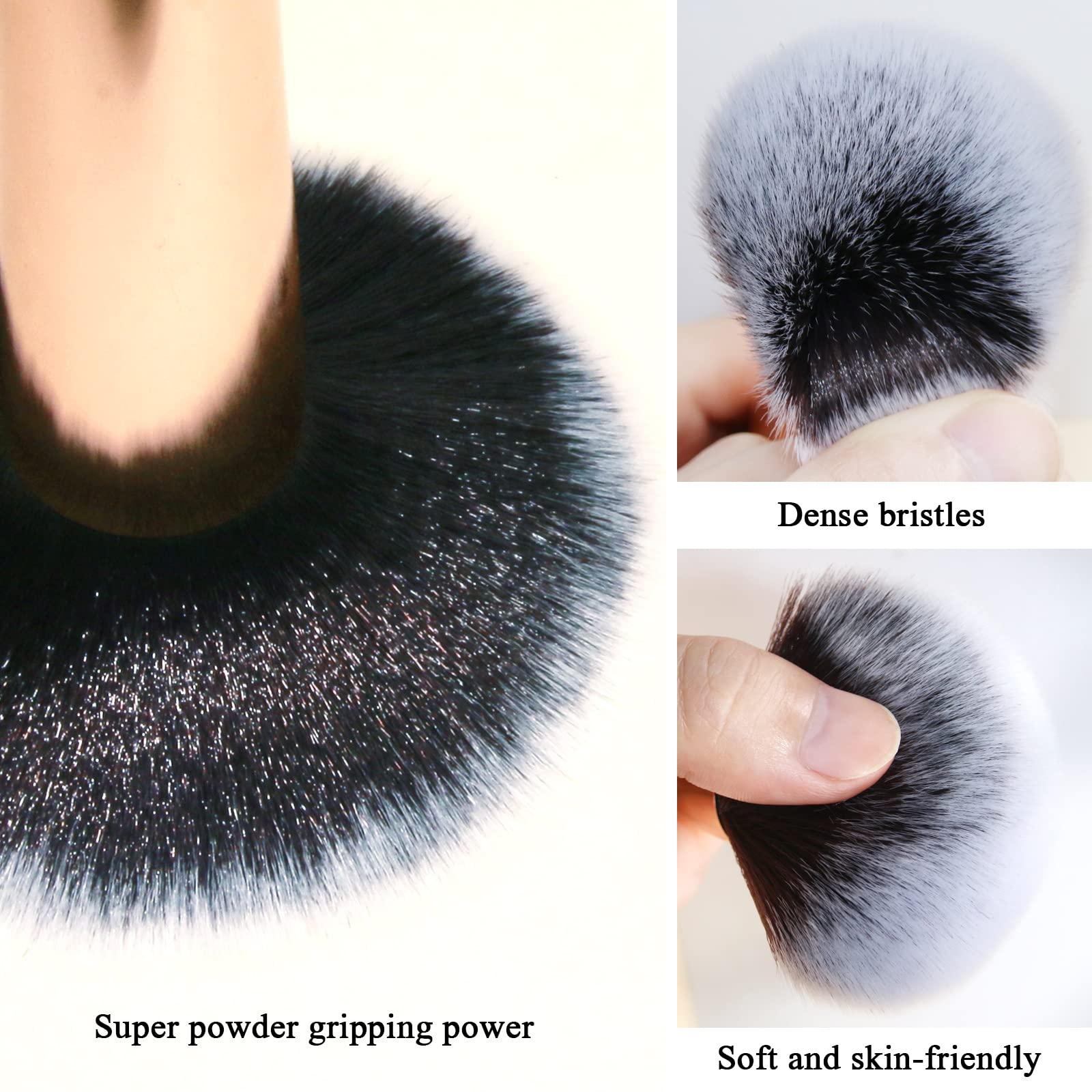 Banidy Makeup Brush Set - Powder, Foundation, Highlighter - Wooden Handle for Flawless Blending