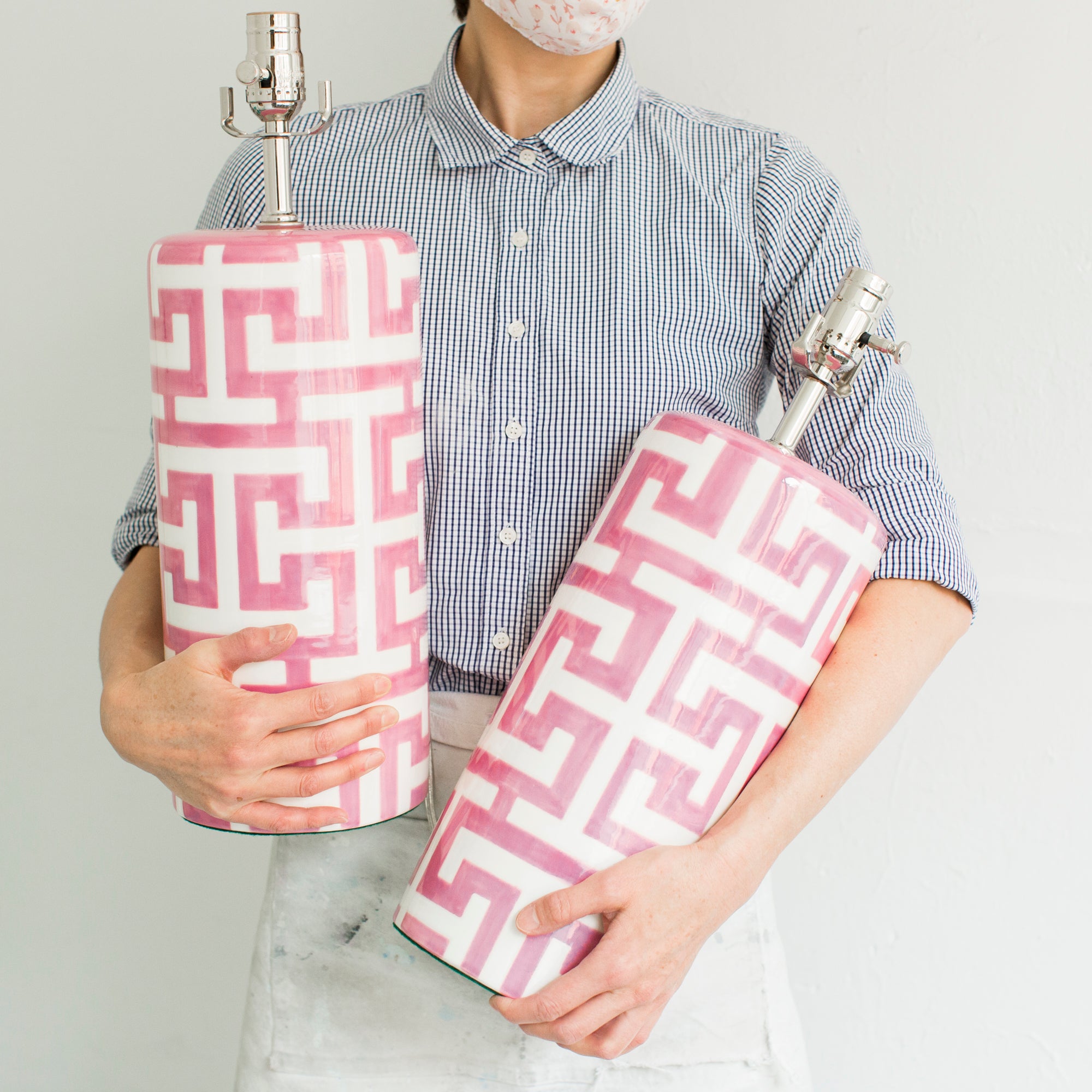Vintage Louis XVI Style Pink Cylinder Lamp - Elegant Home Decor for Living Room, Bedroom & Office Lighting
