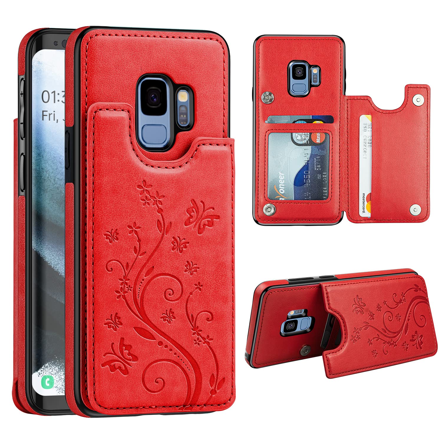 Samsung Galaxy S9 Wallet Case with Card Slots & Magnetic Closure - PU Leather Flip Folio Cover for Women, Protective Phone Shell for Samsung Galaxy S9 5.8