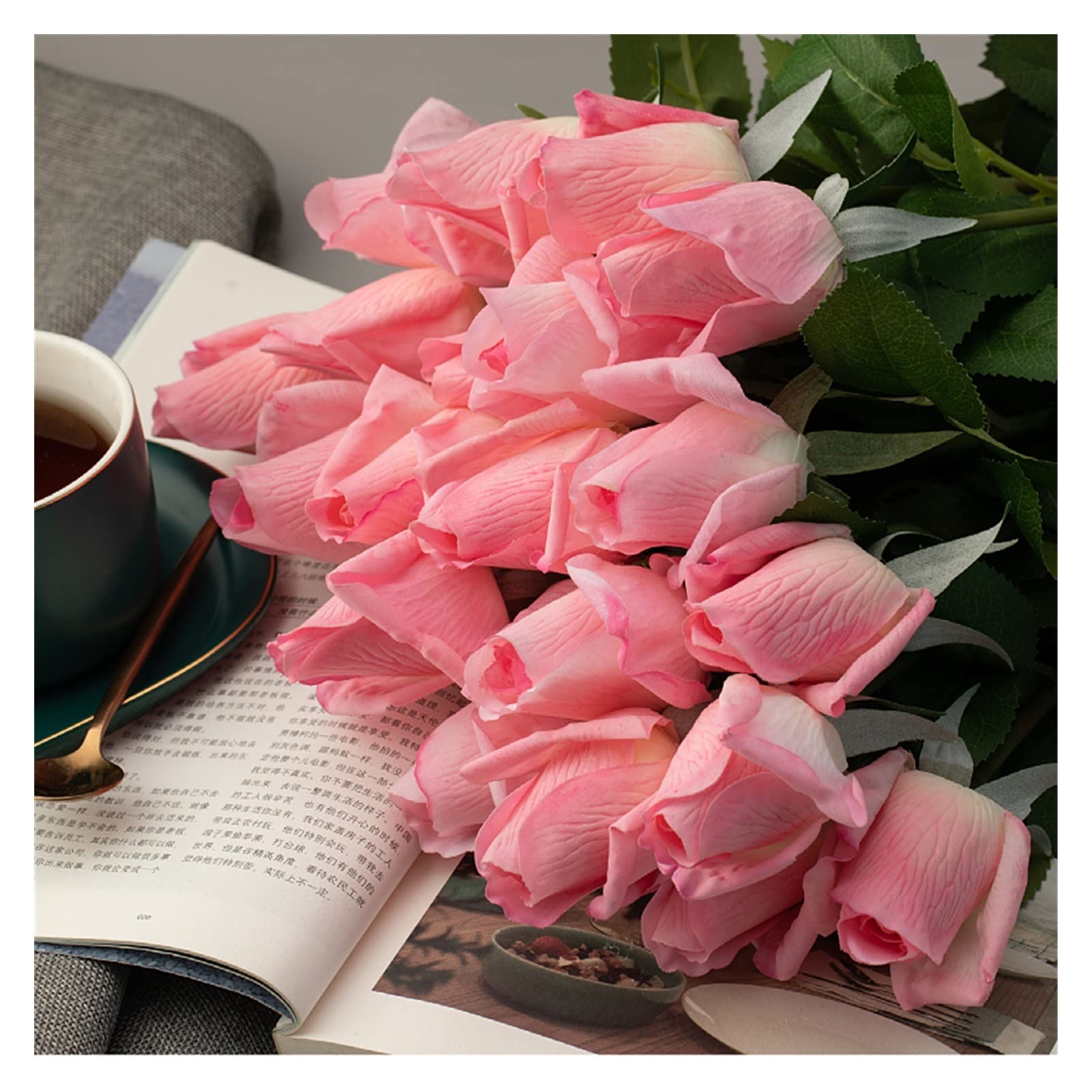 7pcs Artificial Silk Rose Flowers - Real Touch Latex Roses for Wedding Bouquet, DIY Home Decor, Party Centerpieces (Color: Pink) - Perfect for Bridal Shower, Table Decorations & Gift Wrapping