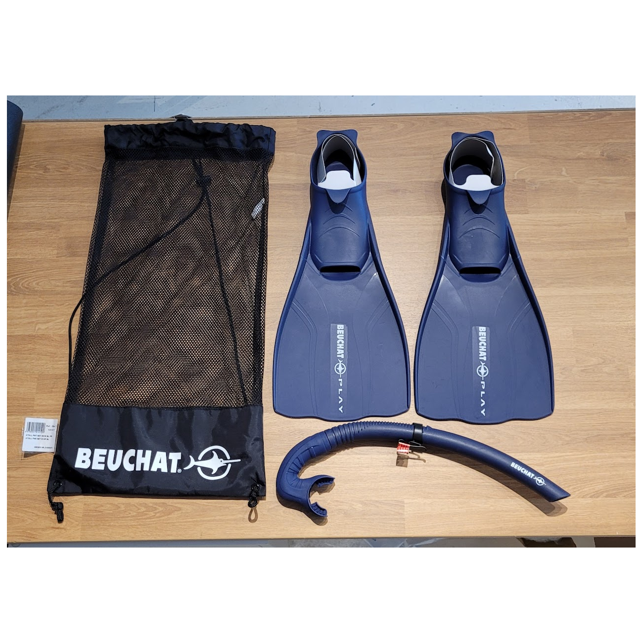 Beuchat Atoll FMS Snorkeling Set - Blue Fins, Mask & Snorkel | Scuba Diving Gear for Beginners, Pool & Ocean Swimming