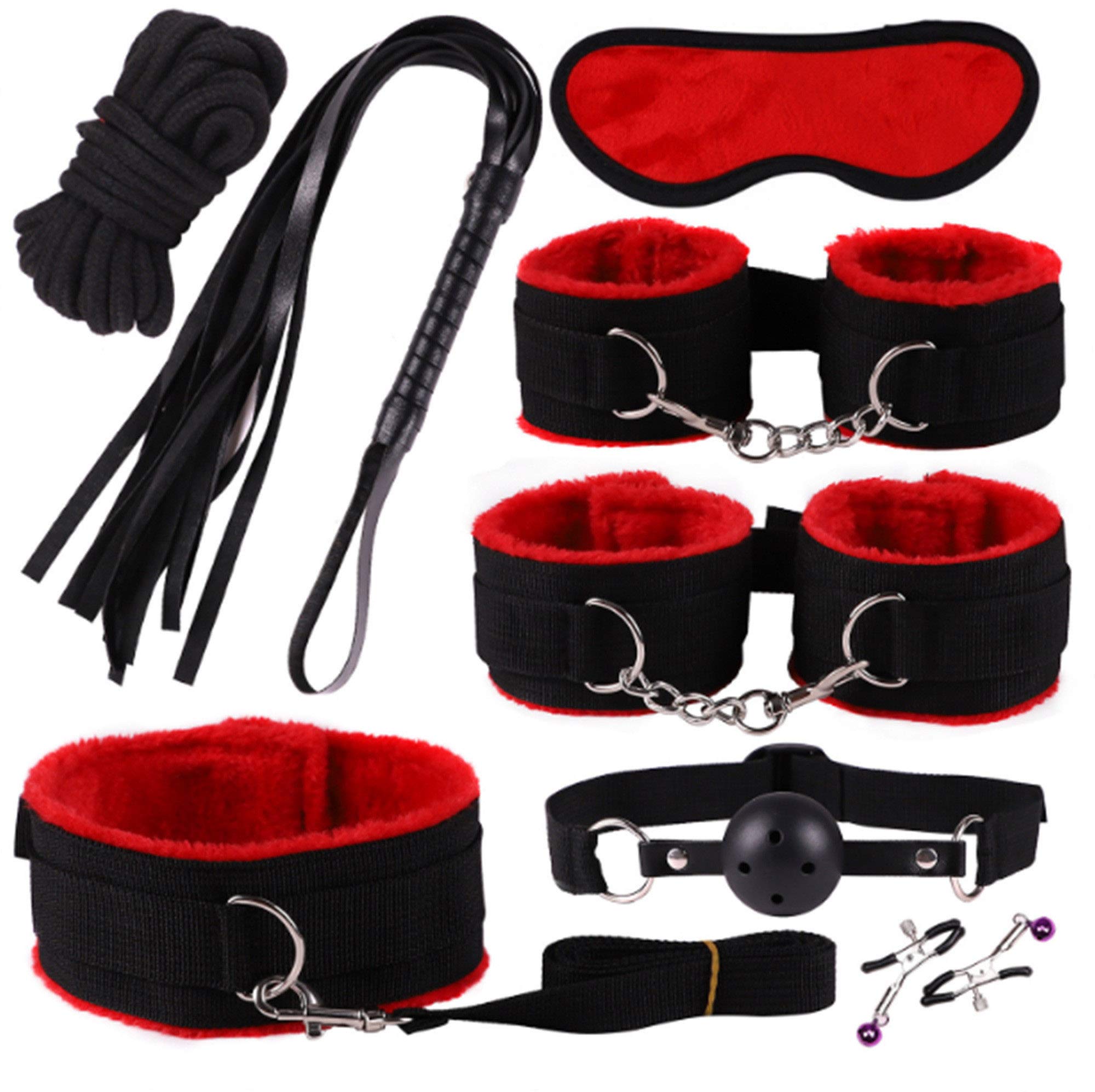 BDSM Bondage Kit for Couples - Adjustable Restraints Set with Fuzzy Handcuffs & Ball Gag, BDSM Toys for Enhanced Intimacy, Perfect for Spicing Up Bedroom Play and Romantic Nights
