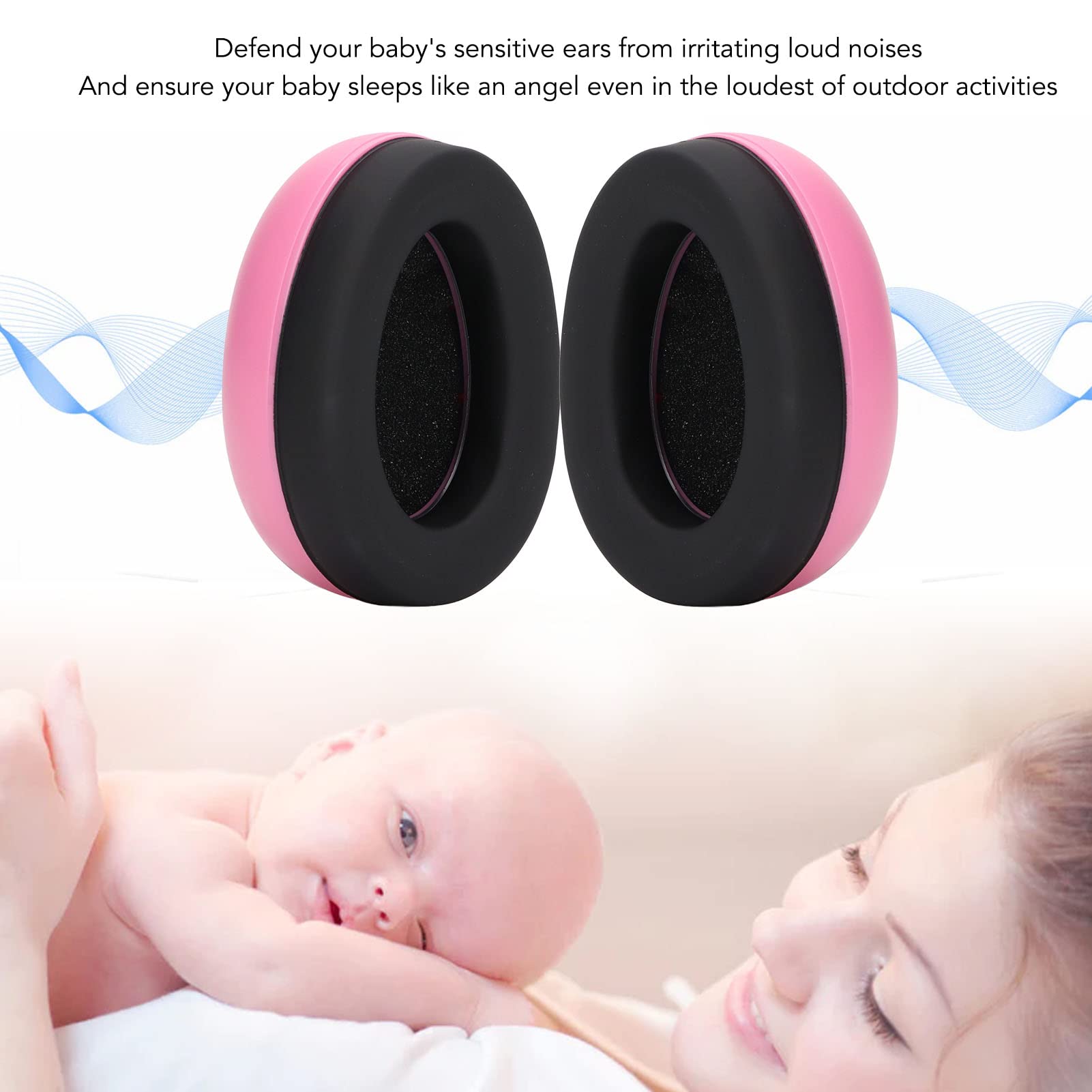 Noise Cancelling Baby Ear Muffs for Kids - Soft Padded Infant Hearing Protection Headphones with Adjustable Headband (Pink) - Perfect for Airplane Travel, Fireworks, Concerts & Loud Events