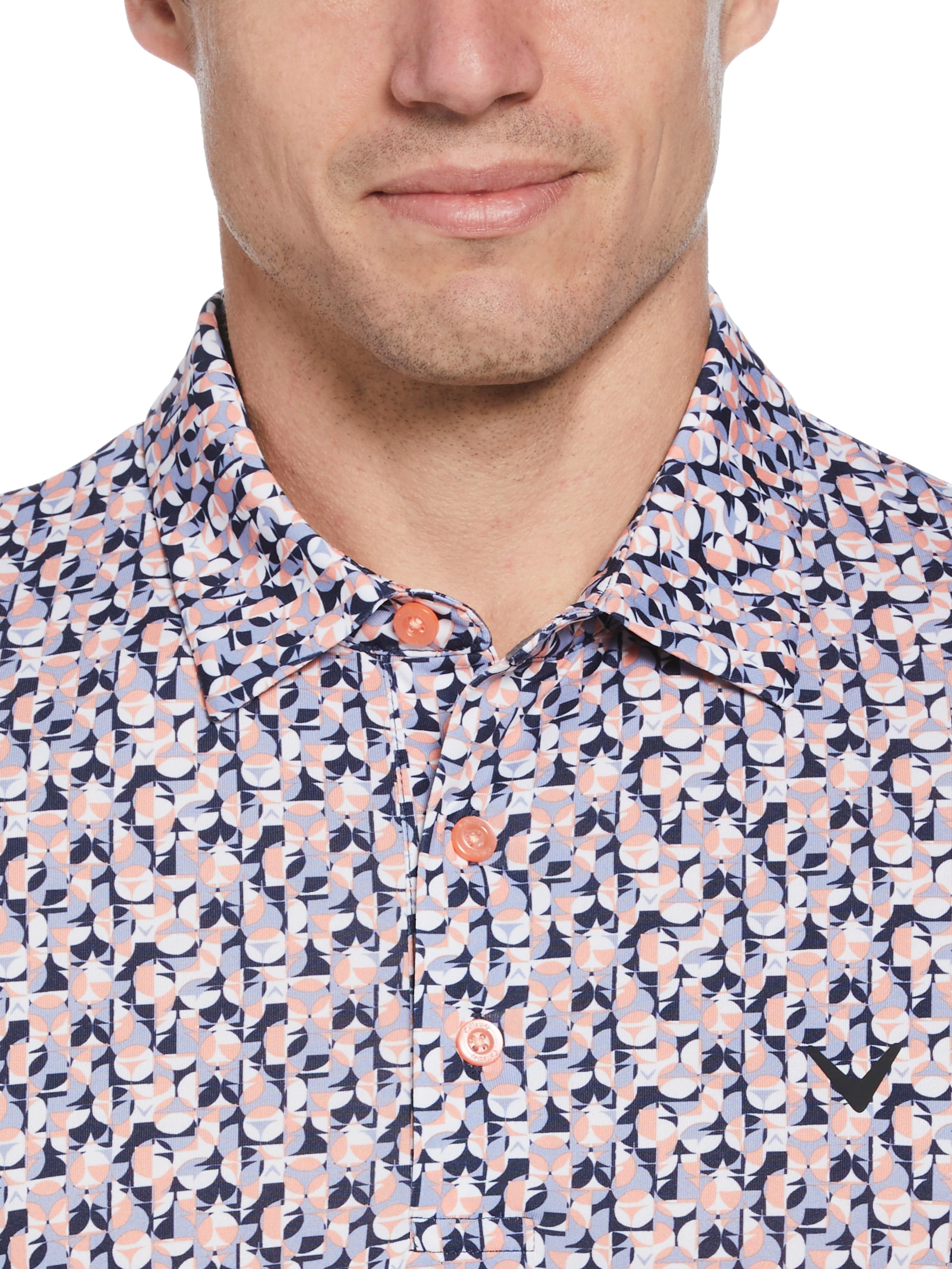 Men's Breathable All-Over Print Golf Polo Shirt - Moisture Wicking & UV Protection - Perfect for Golf, Casual Wear & Outdoor Activities