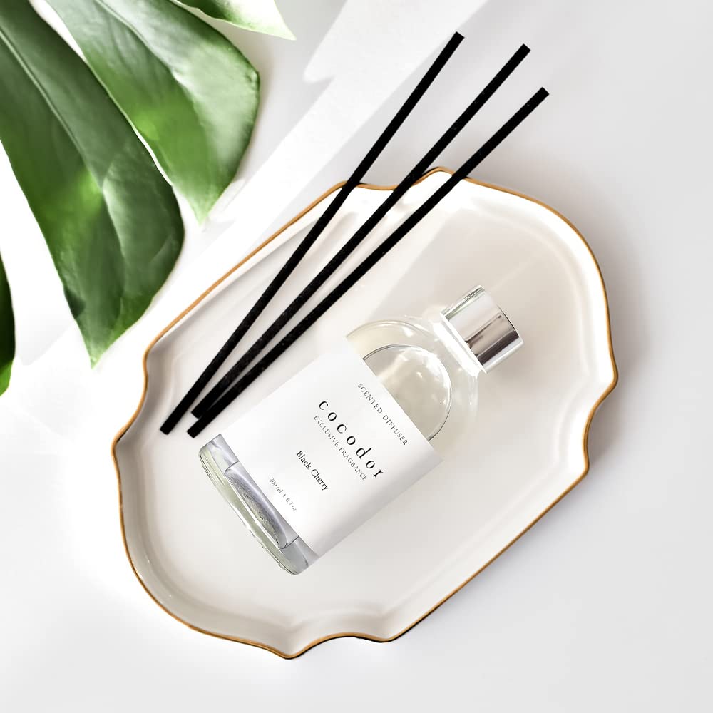 COCODOR White Label Reed Diffuser - 6.7oz (200ml) Aromatherapy Essential Oil Diffuser for Home & Office Decor | Cafe Scented Fragrance Oil | Perfect Gift Set for Relaxation & Stress Relief | Use in Living Room, Bedroom, Spa or Workspace
