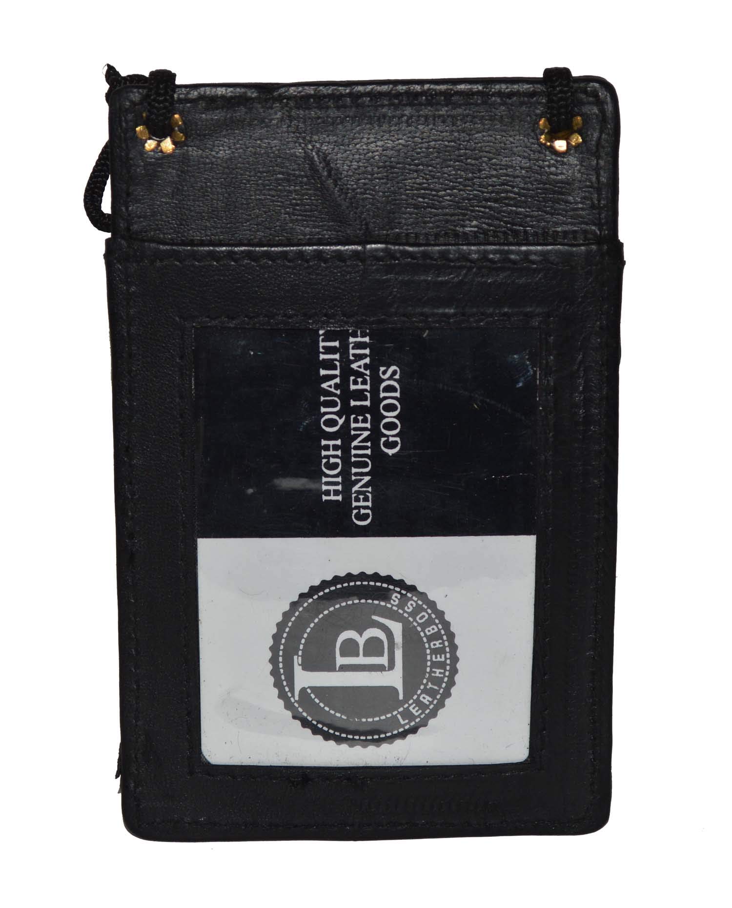 Premium Mw561rbk Black Leather ID & Business Card Holder Neck Lanyard - Perfect for Office, Events, and Travel Accessories