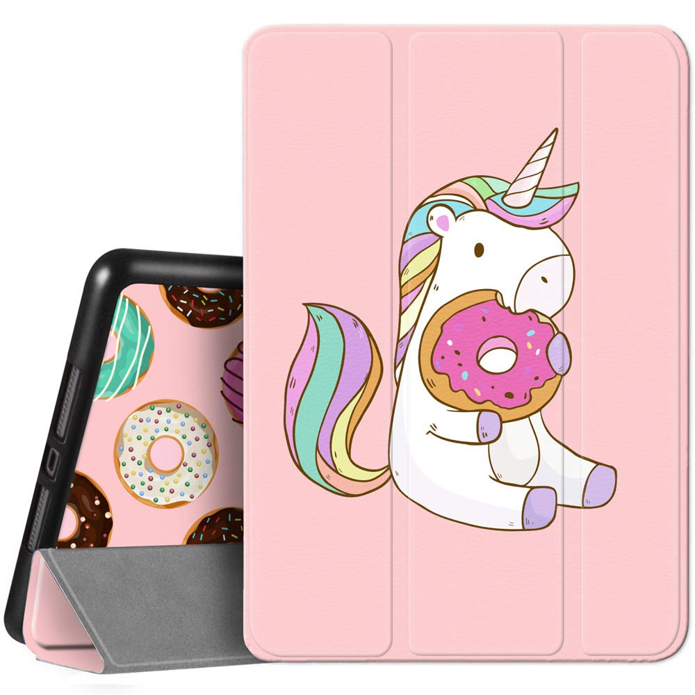 Hepix iPad 9th/8th/7th Generation Case (10.2 inch) - Shockproof Protective Cover with Pencil Holder for iPad A2270 A2428 A2429 A2197 (2021/2020/2019 Models) - Cute Unicorn Doughnut Pink Cartoon Design | Auto Sleep/Wake Function | Perfect for School, Work & Travel Protection
