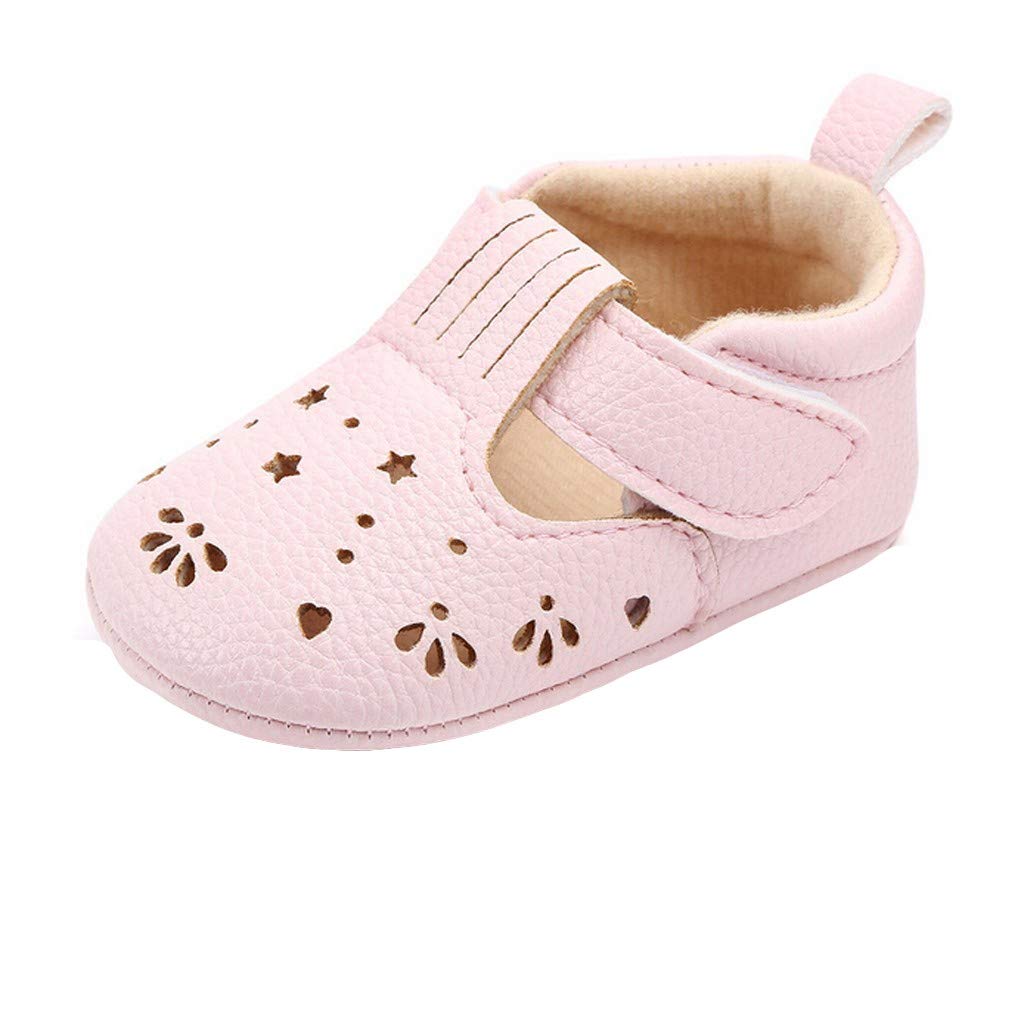 Kelon Baby Girls Dress Shoes - Artificial Leather Breathable Toddler Hollow Shoes for Spring & Summer - Princess Style Pink Shoes for Special Occasions & Daily Wear