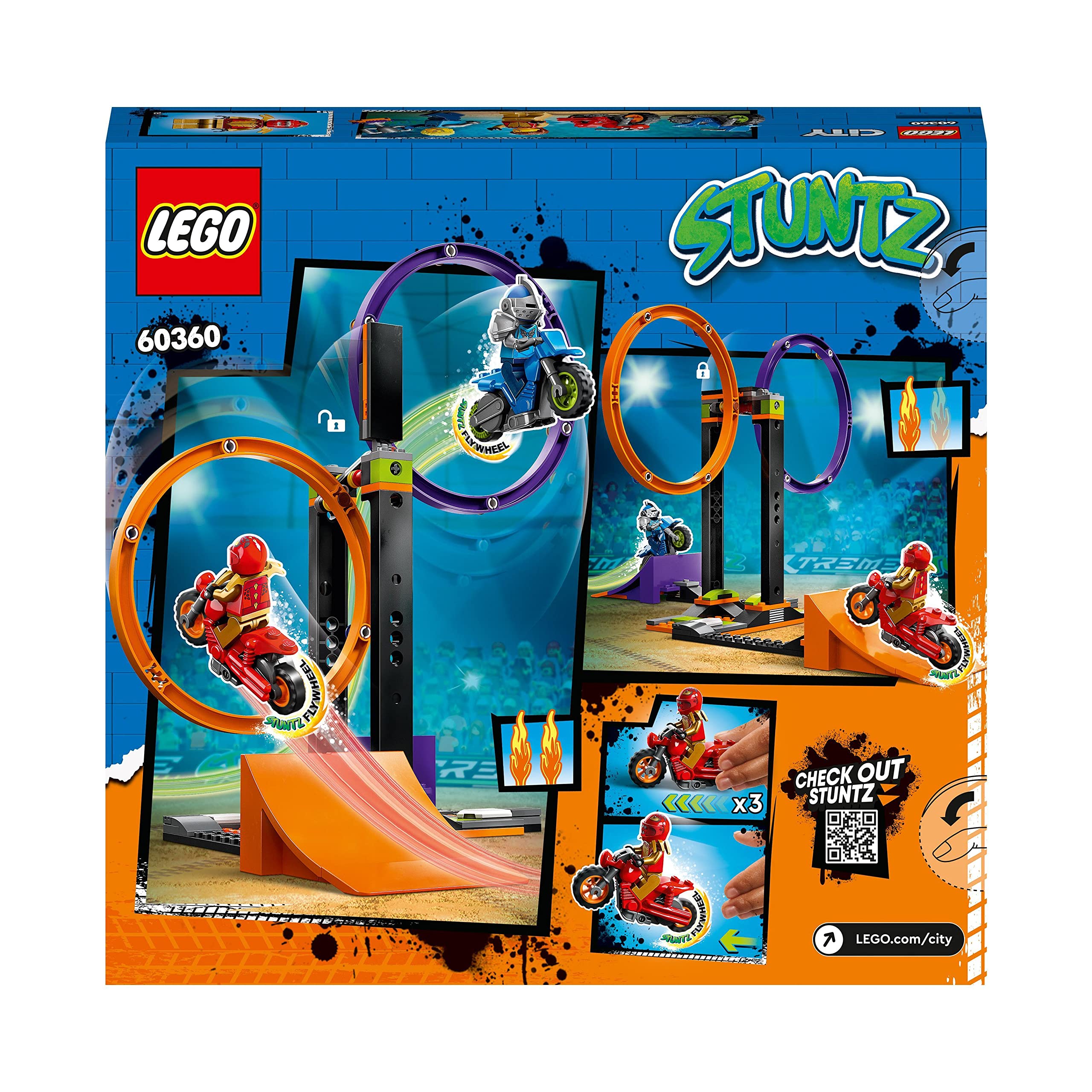 LEGO 60360 City Stuntz Bike Challenge: Rotating Circles Stunt Set with Motorcycle Toy for Kids Ages 6+, 1-2 Player Action Game - Perfect for Indoor Play, Birthday Gifts & Adventure-Themed Fun