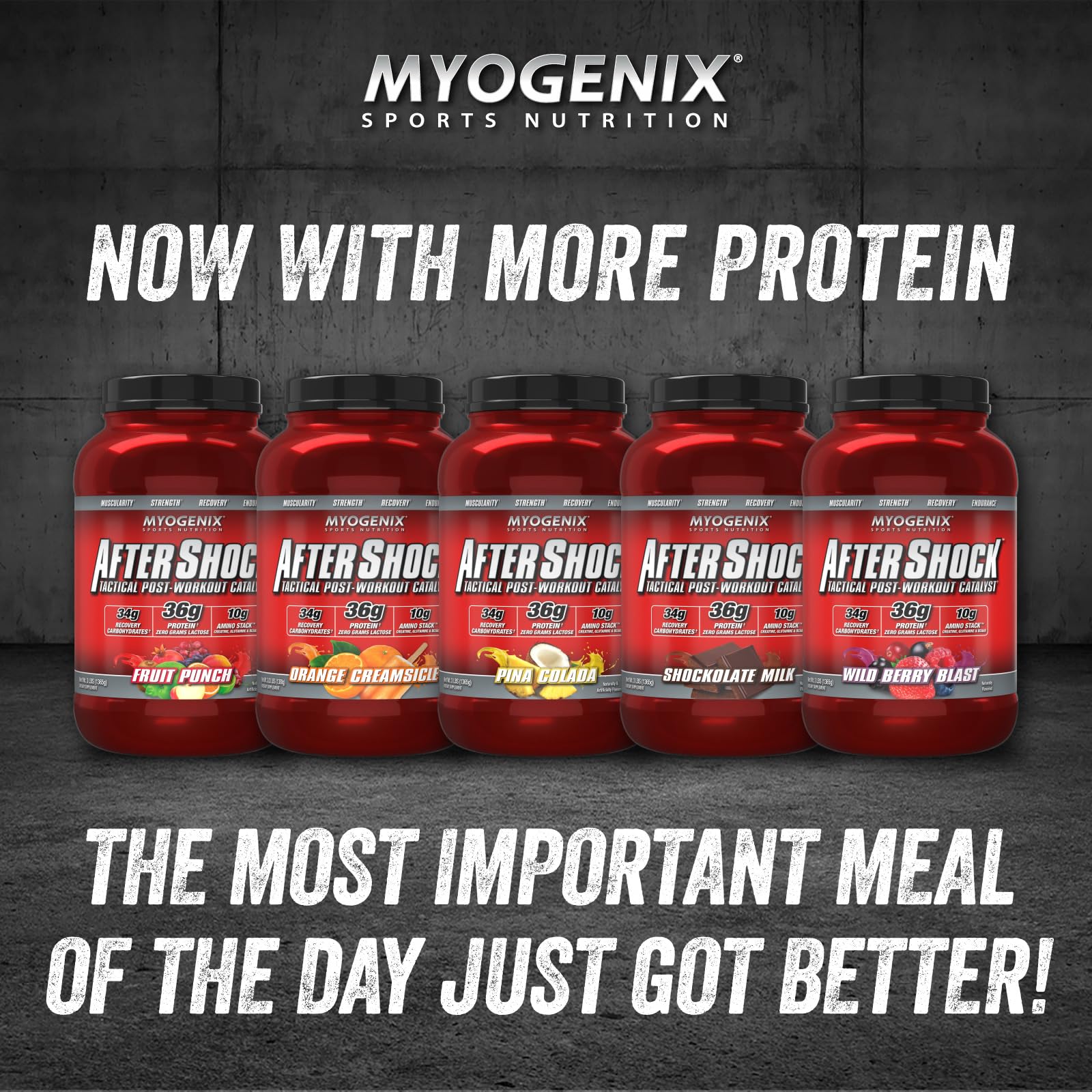 MYOGENIX Aftershock Post Workout Recovery Powder - 3lb Whey Protein for Muscle Growth & Mass Gain | Anabolic Protein Blend with Creatine, Glutamine & BCAAs | Pina Colada Flavor | Ideal for Gym Recovery & Bodybuilding Supplements