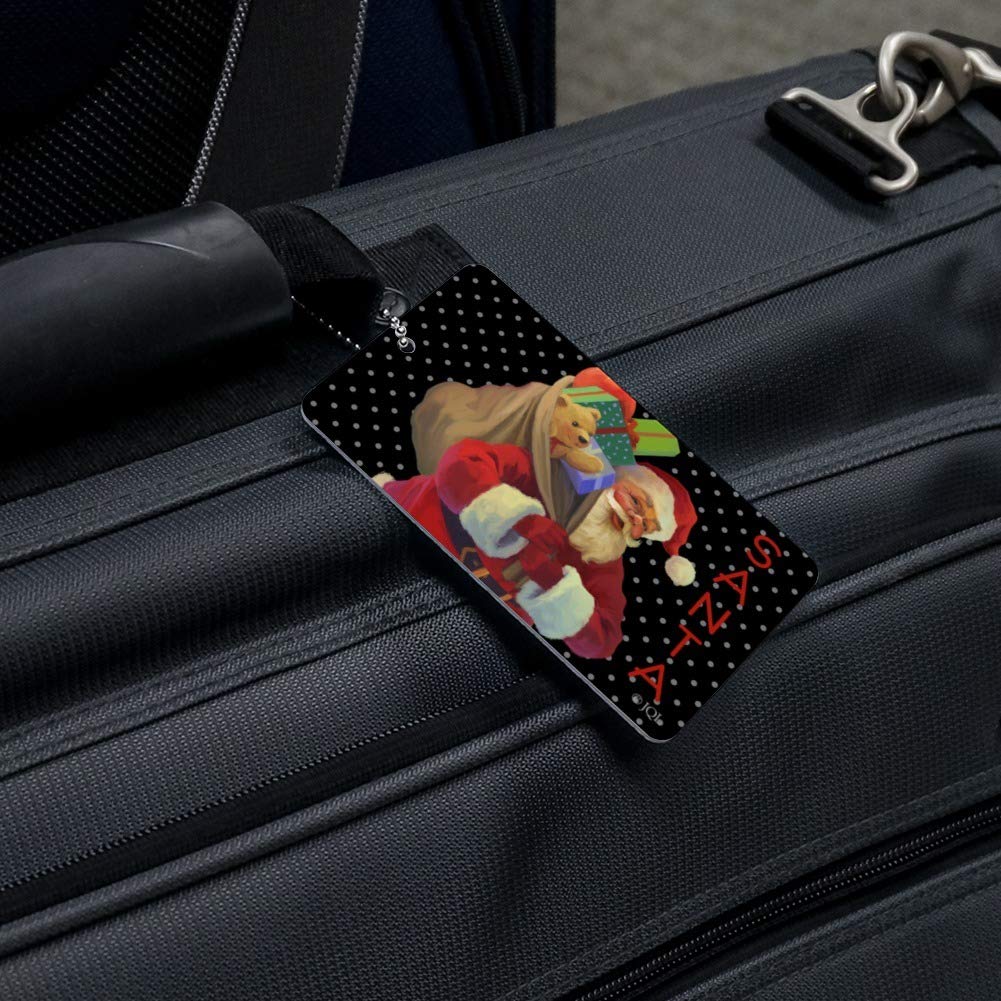 Christmas Santa Sack Graphic Luggage Tag - Durable Carry-On Suitcase ID Tag for Travel | Perfect Holiday Gift for Airplane & Cruise Vacation