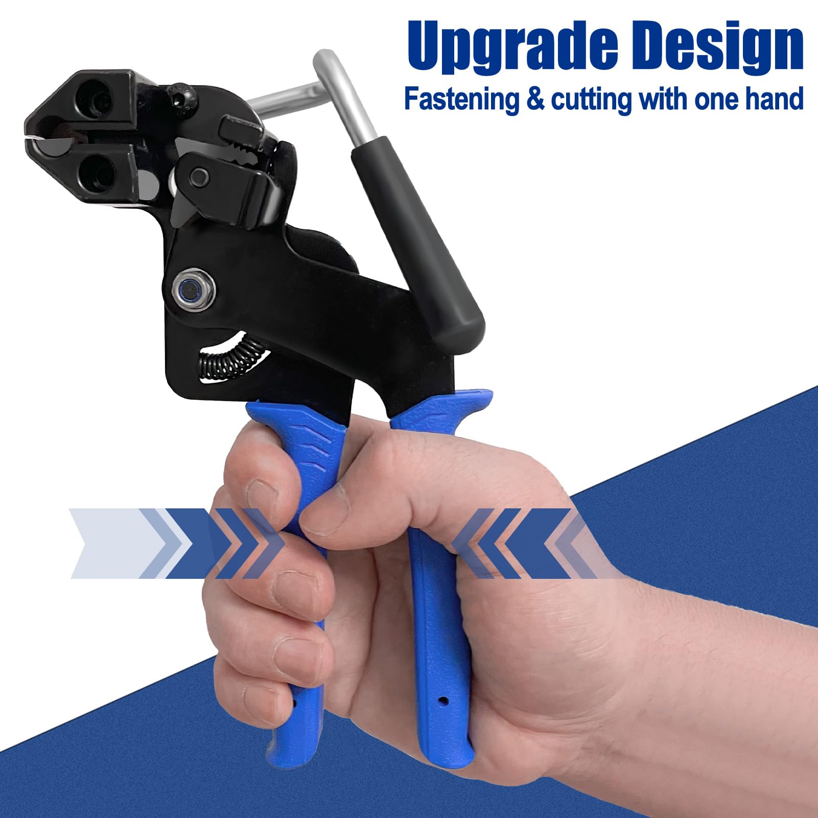 Metal Zip Ties Tool Gun - One Hand Operation Stainless Steel Cable Tie Gun for Fastening & Cutting, Includes 100pcs Heavy Duty Self-Locking Metal Zip Ties - Perfect for Outdoor Use, Construction, HVAC, and Electrical Work