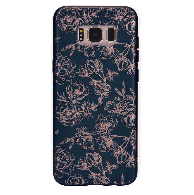 Floral Rose Gold Chrome Samsung Galaxy Phone Case - Elegant Protective Cover for Galaxy S21/S22/S23 - Perfect for Everyday Use & Special Occasions