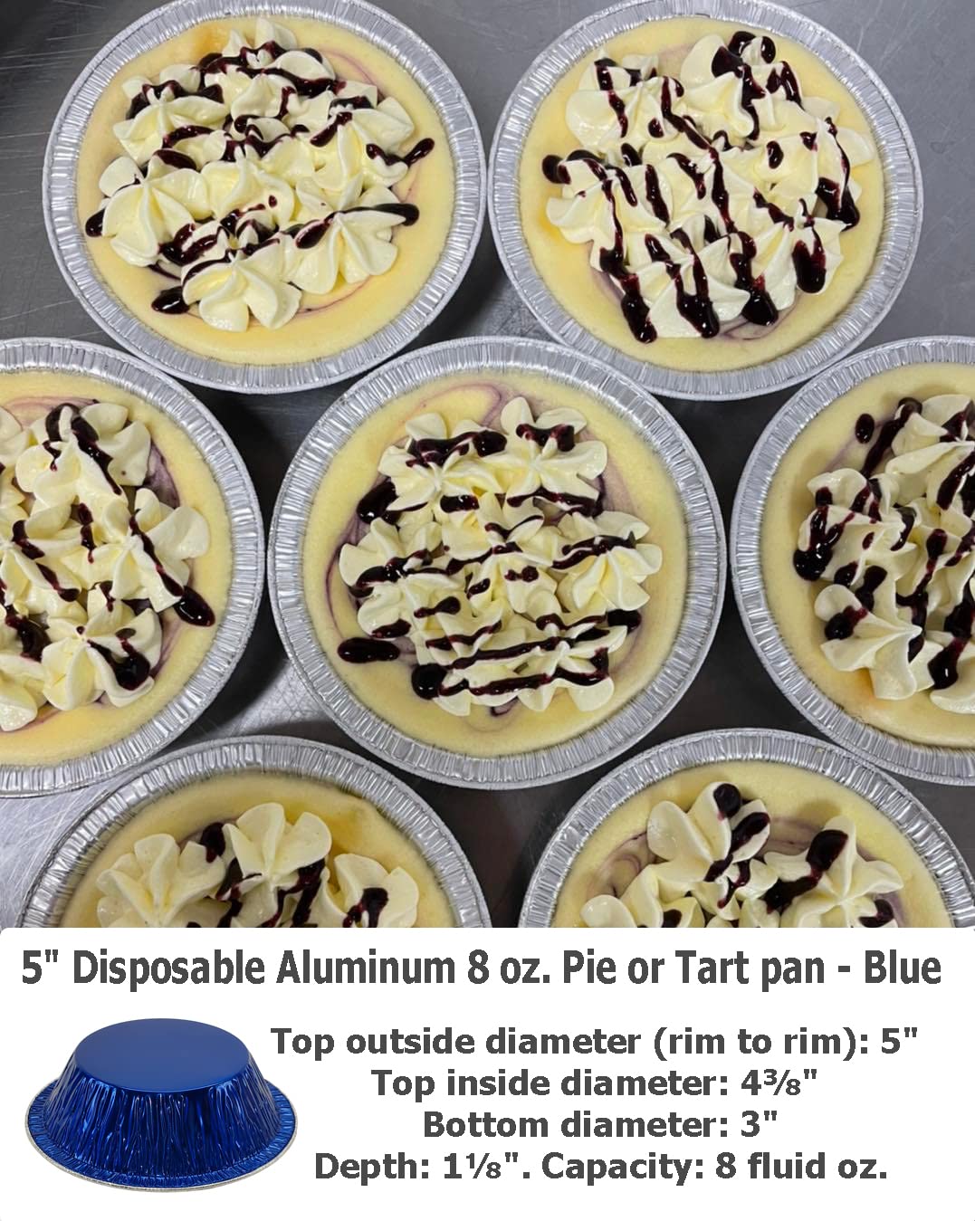 KitchenDance 5 Inch Mini Pie Tins with Lids - Premium Aluminum Pie Pans for Baking Pies, Tarts, Cobblers & Cakes - Reusable & Durable - Perfect for Home Bakers & Professional Chefs (Set of 250, Blue) | Great for Holiday Baking, Potlucks & Dessert Parties