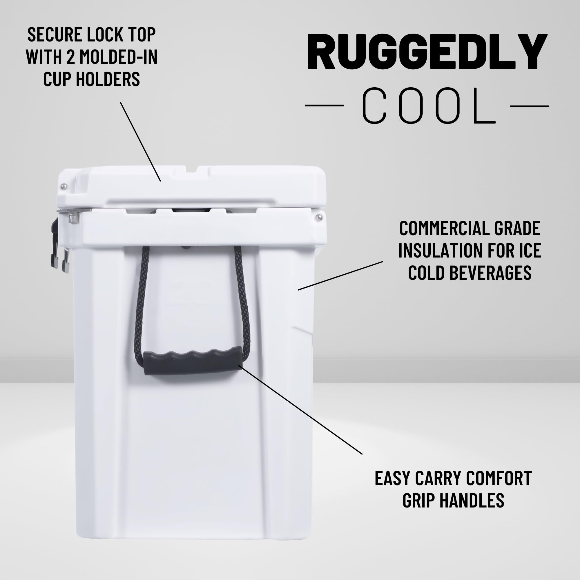 CAMP-ZERO 20L Insulated Drink Cooler with 2 Built-in Beverage Holders - Perfect for Camping, Picnics, Beach Trips & Tailgating