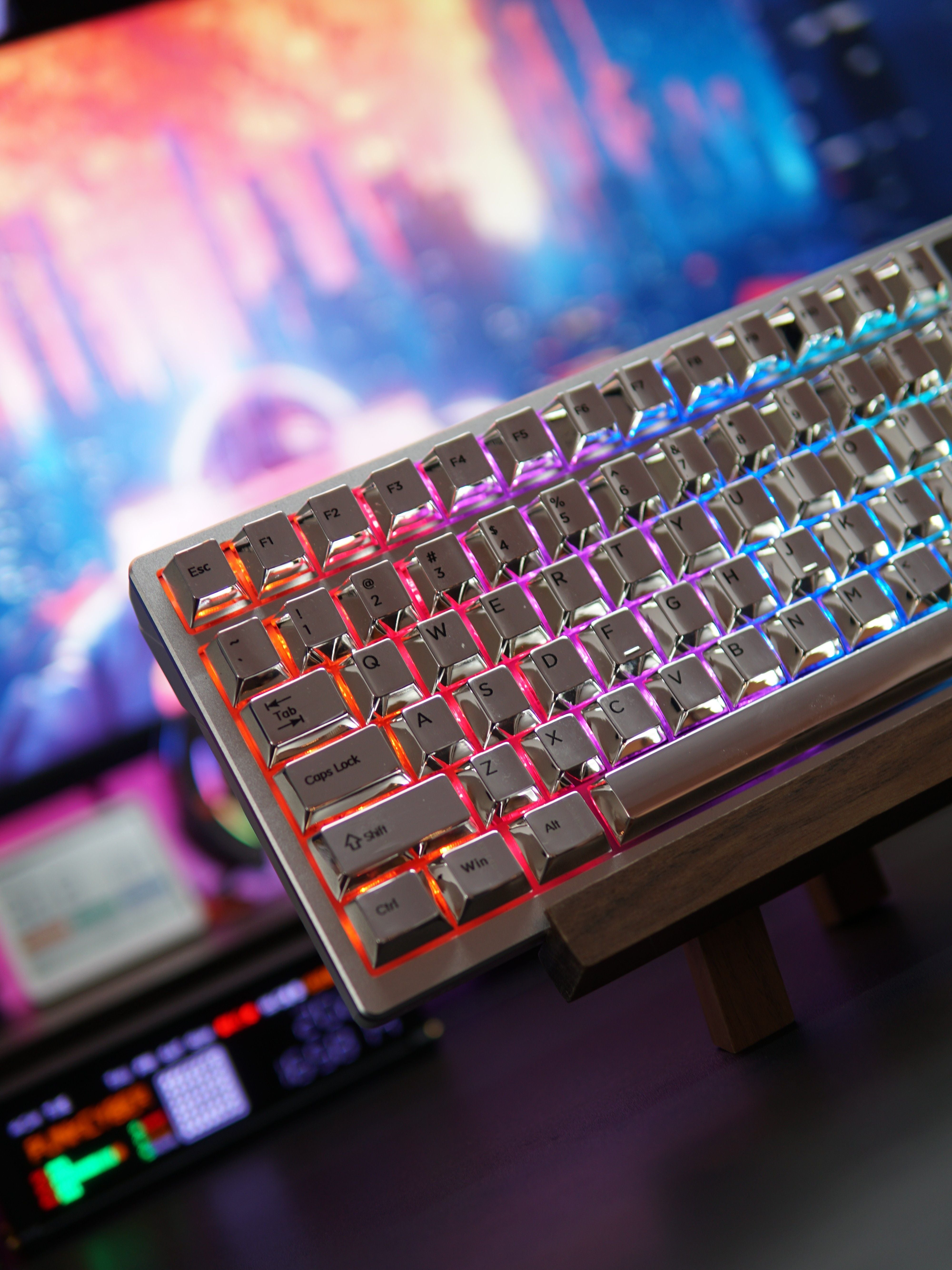 Custom Metallic Keycaps - Silver & Black Lettering, OEM Profile, Full Set Zinc Alloy for 60% 75% 87% 104% Mechanical Keyboards | Perfect for Gaming & Typing Enthusiasts